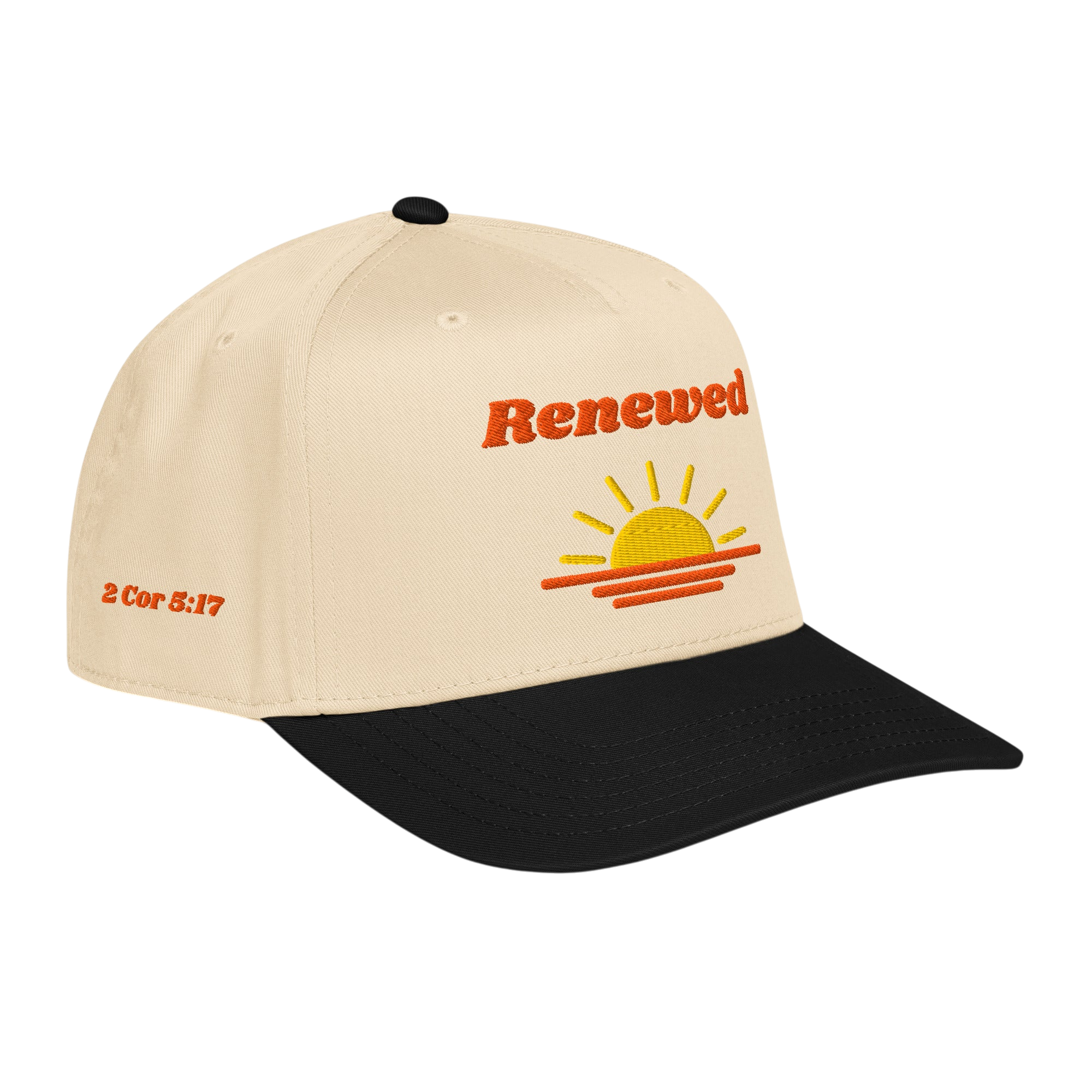 Renewed 5 panel cap - Black / Natural, right front