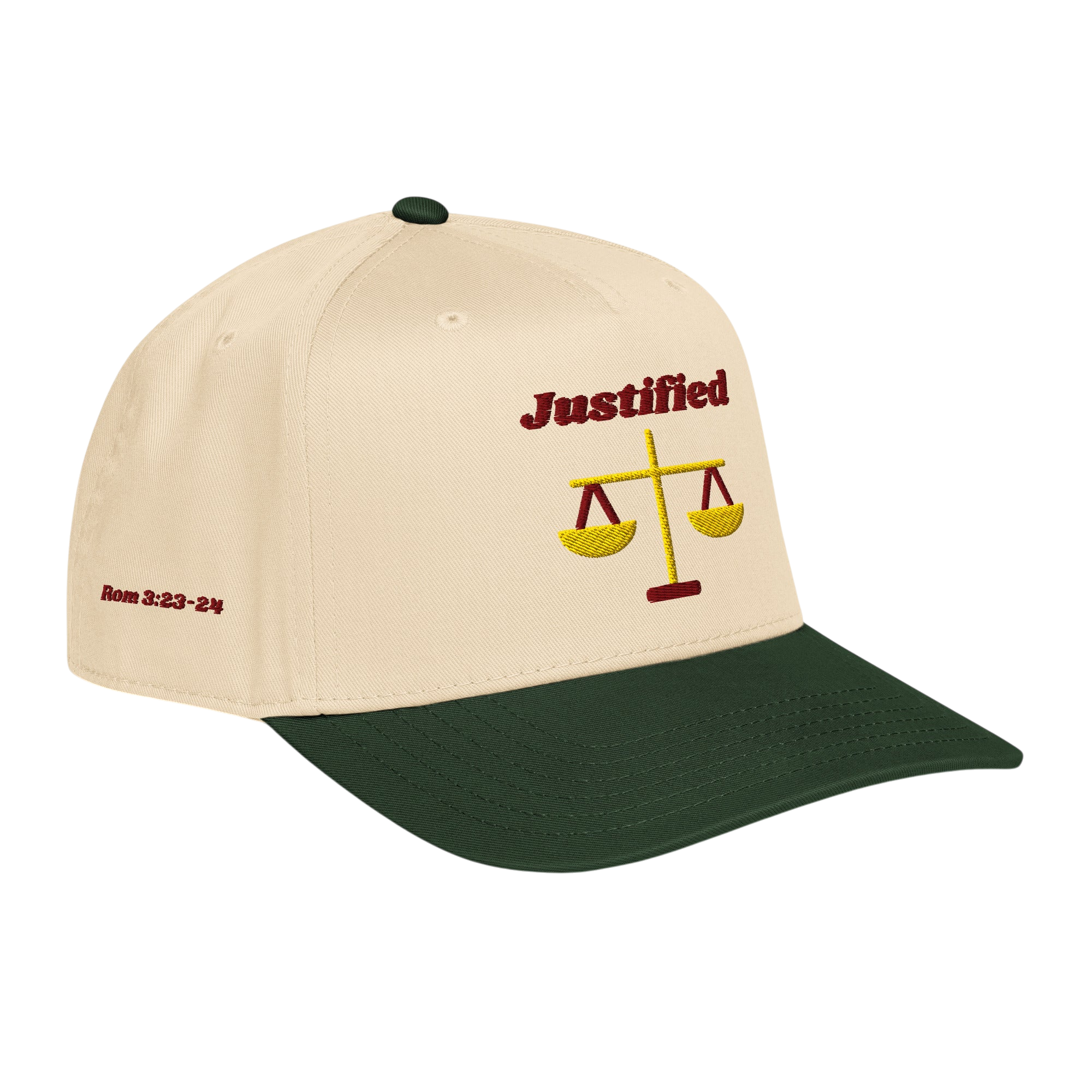 Justified 5 panel cap - Dark Green / Natural, right front