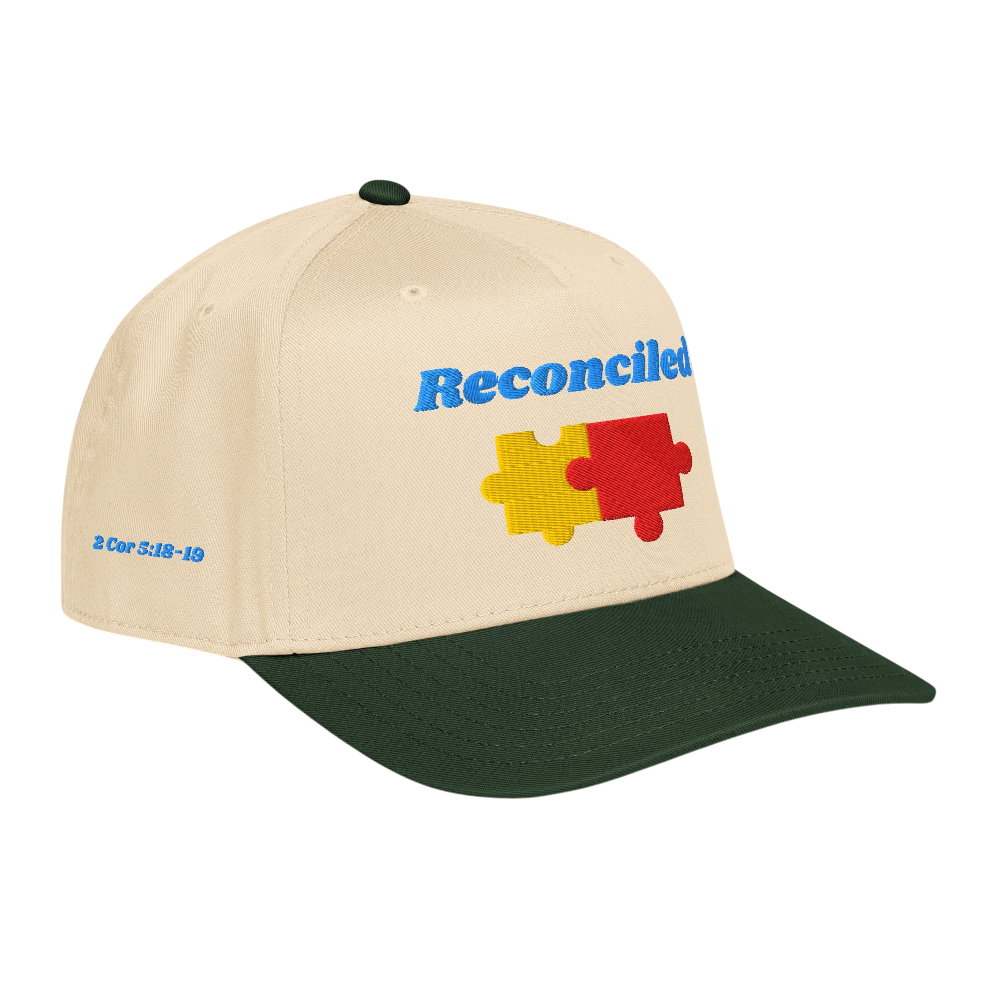 Reconciled 5 panel cap - Dark Green / Natural, right front
