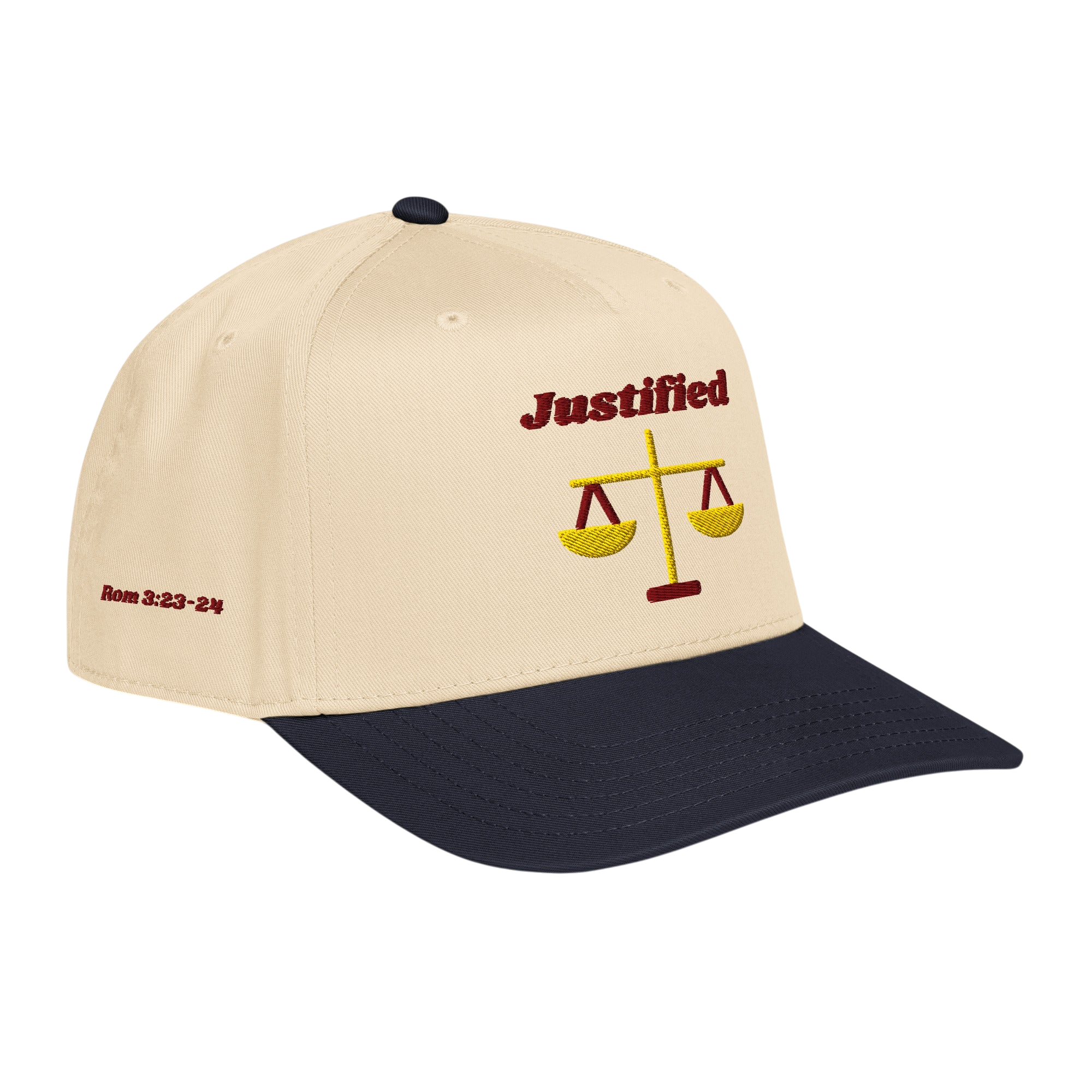Justified 5 panel cap - Navy / Natural, right front