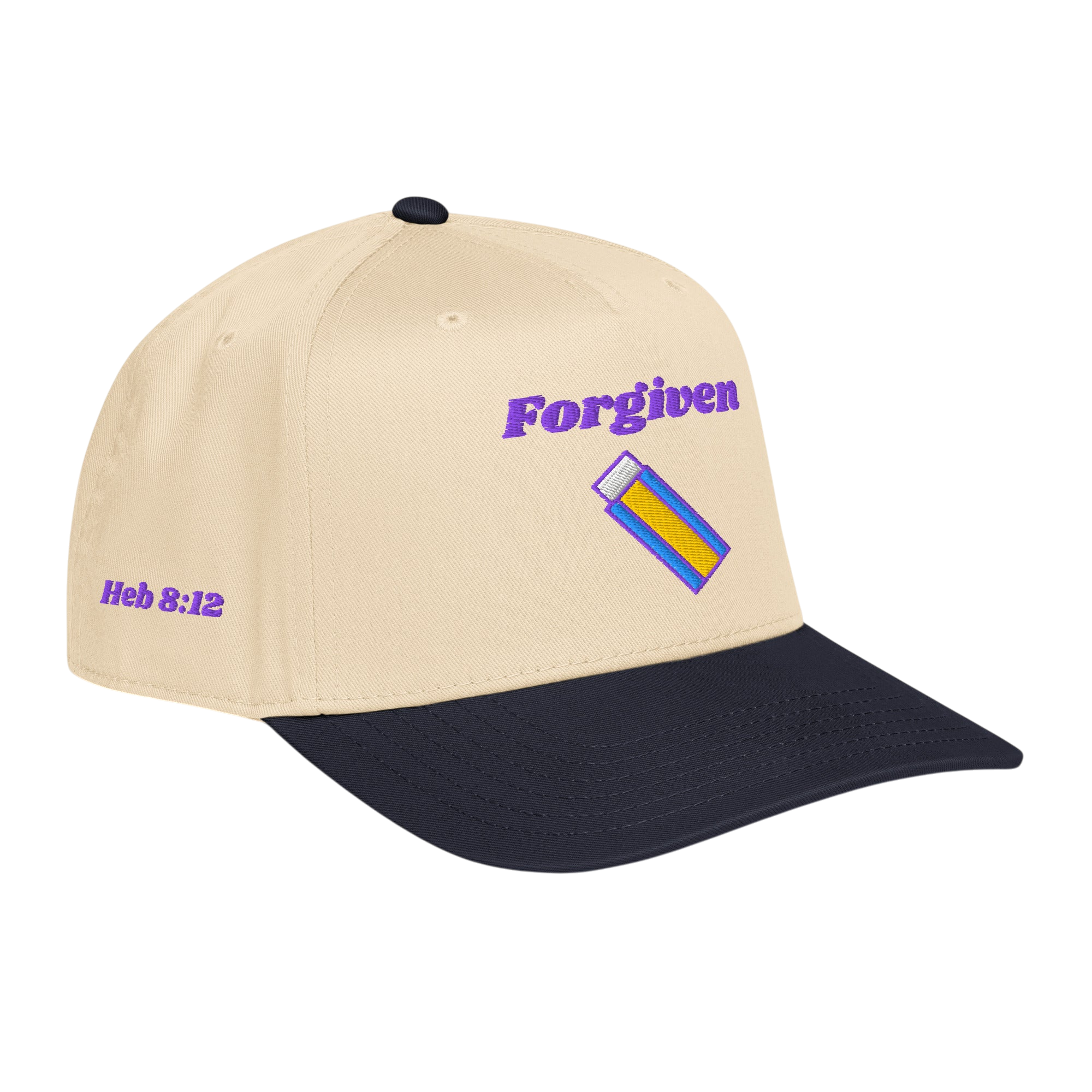 Forgiven 5 panel cap - Navy / Natural, right front