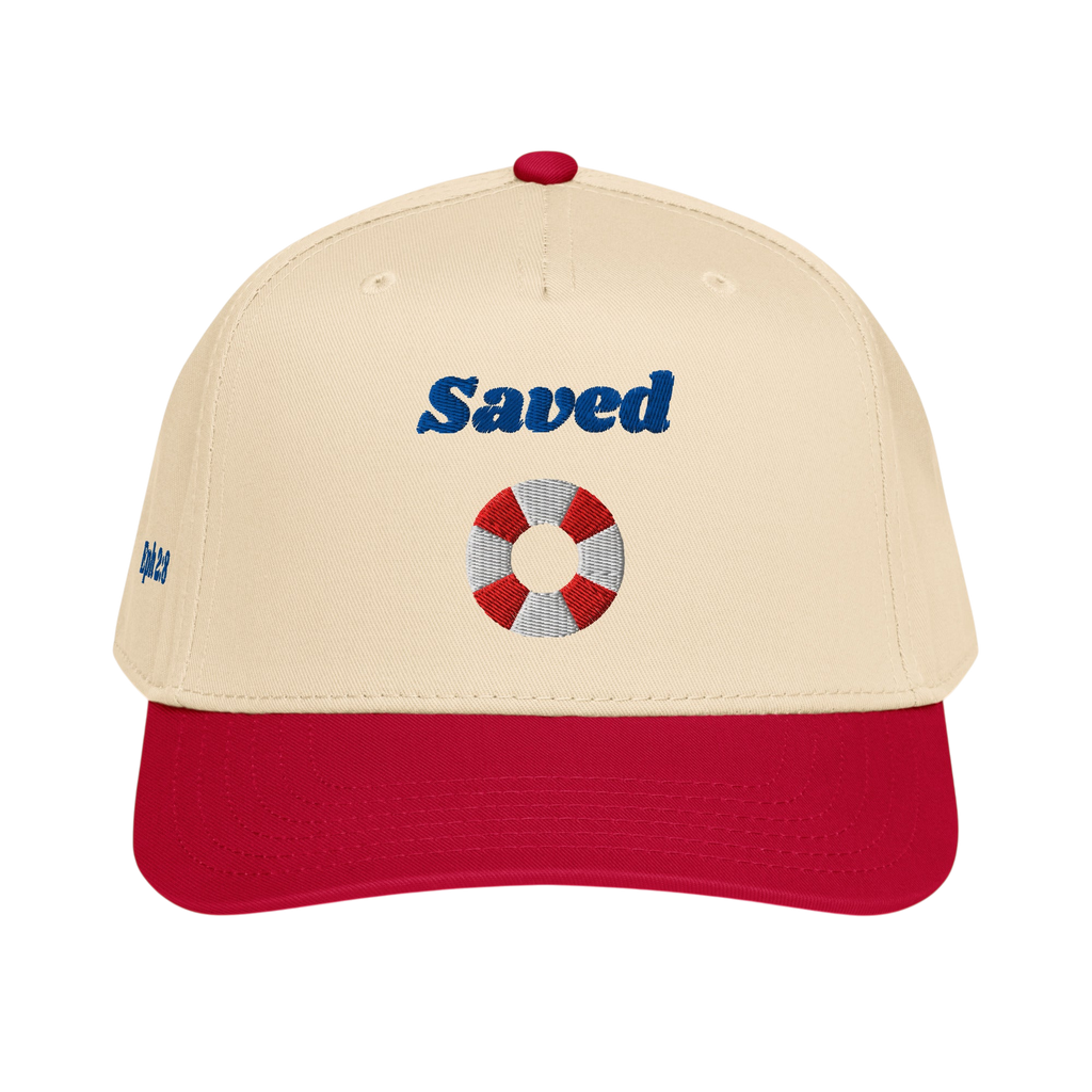 Saved 5 panel cap - Red / Natural, front