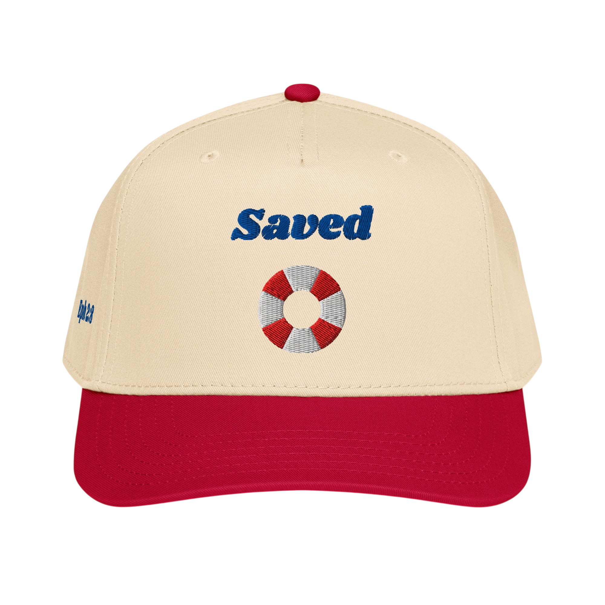 Saved 5 panel cap - Red / Natural, front