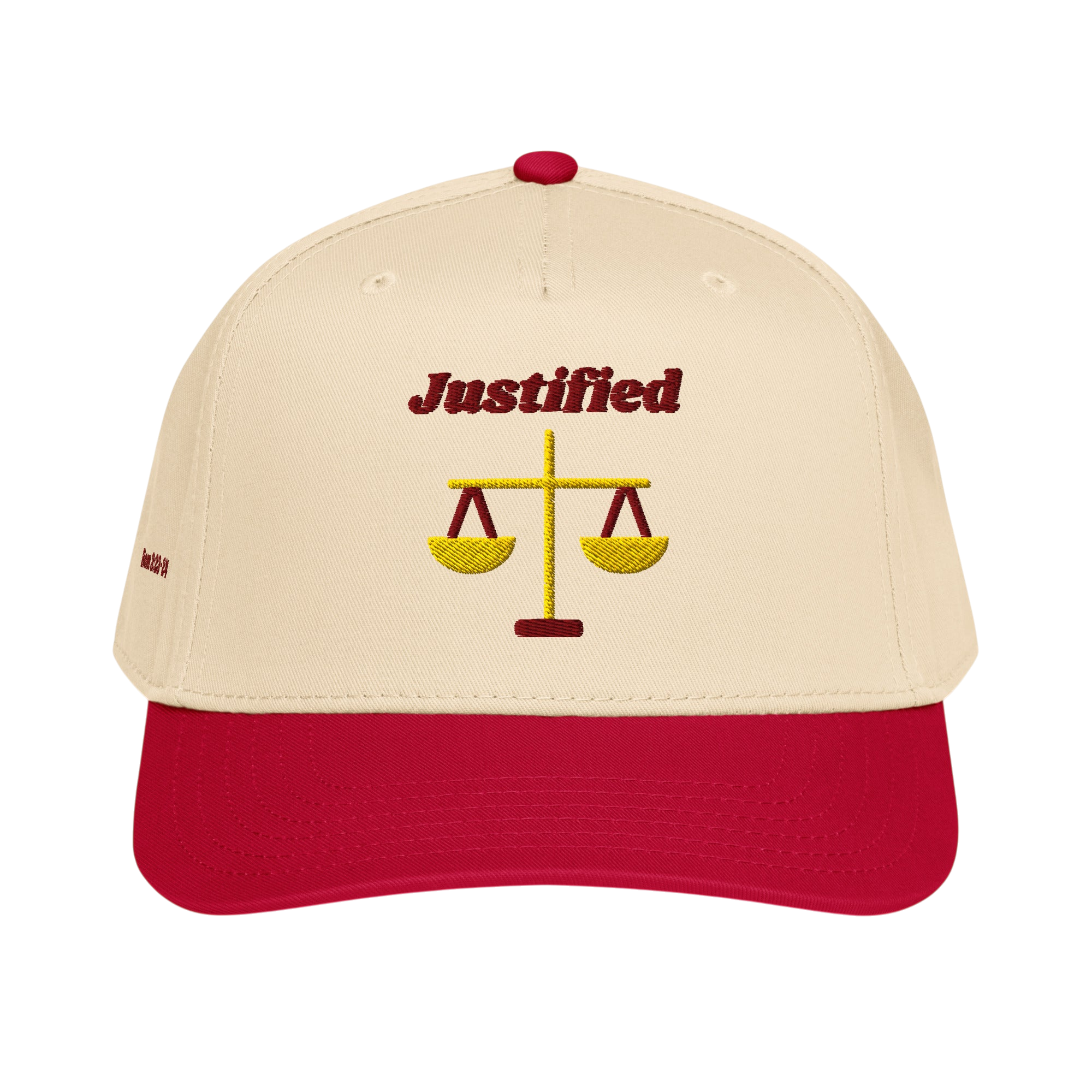 Justified 5 panel cap - Red / Natural, front