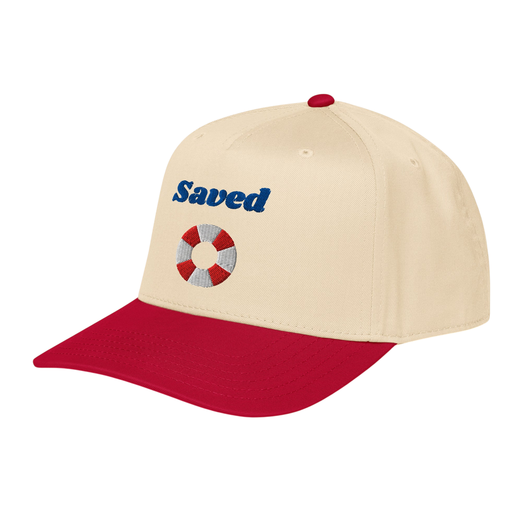 Saved 5 panel cap - Red / Natural, left front