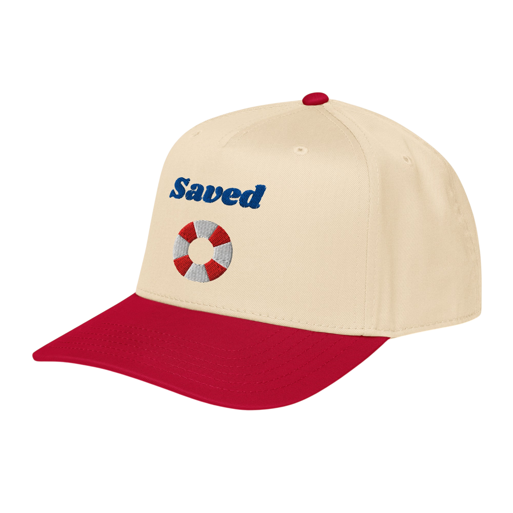 Saved 5 panel cap - Red / Natural, left front