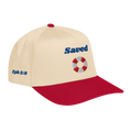 Saved 5 panel cap - Red / Natural, right front