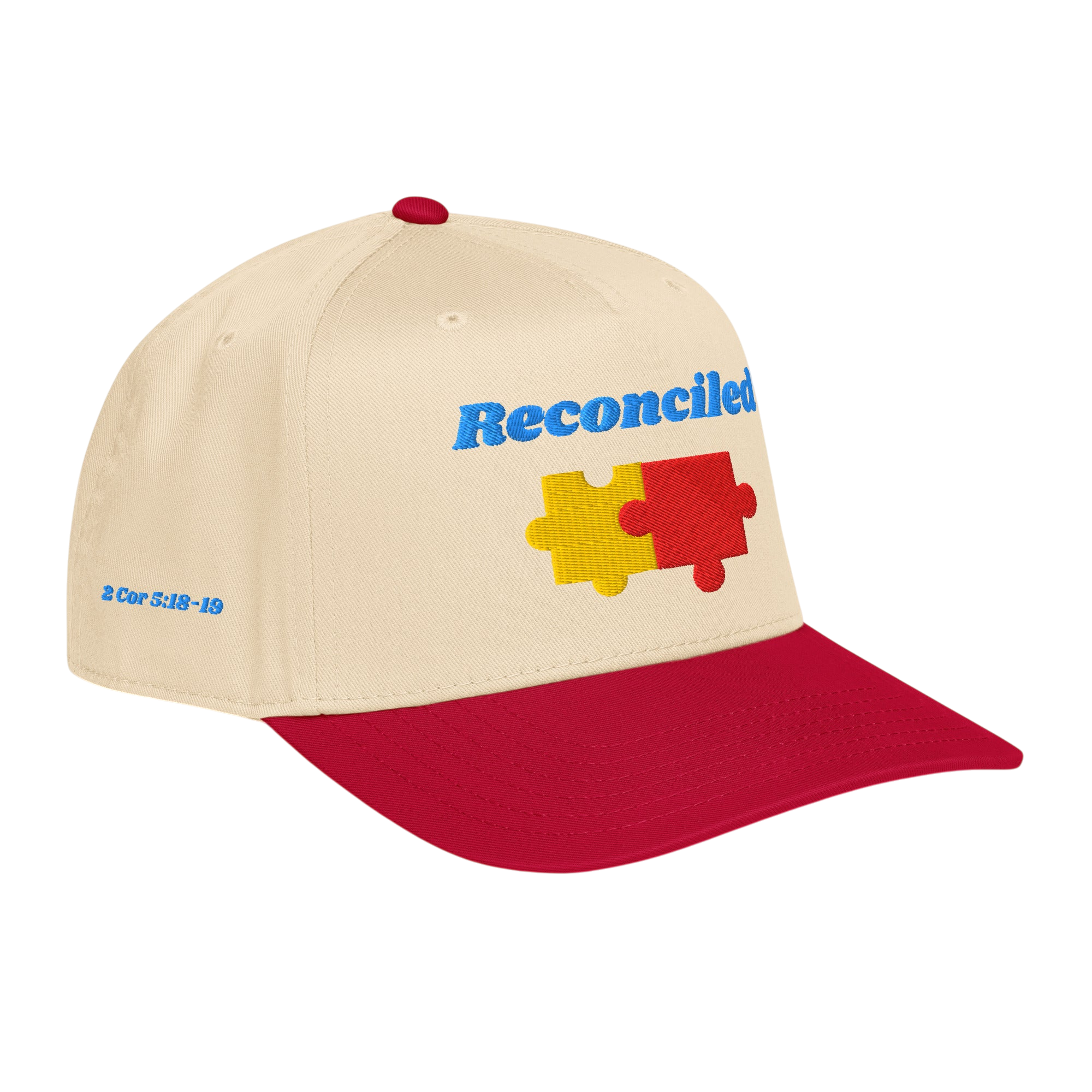 Reconciled 5 panel cap - Red / Natural, right front