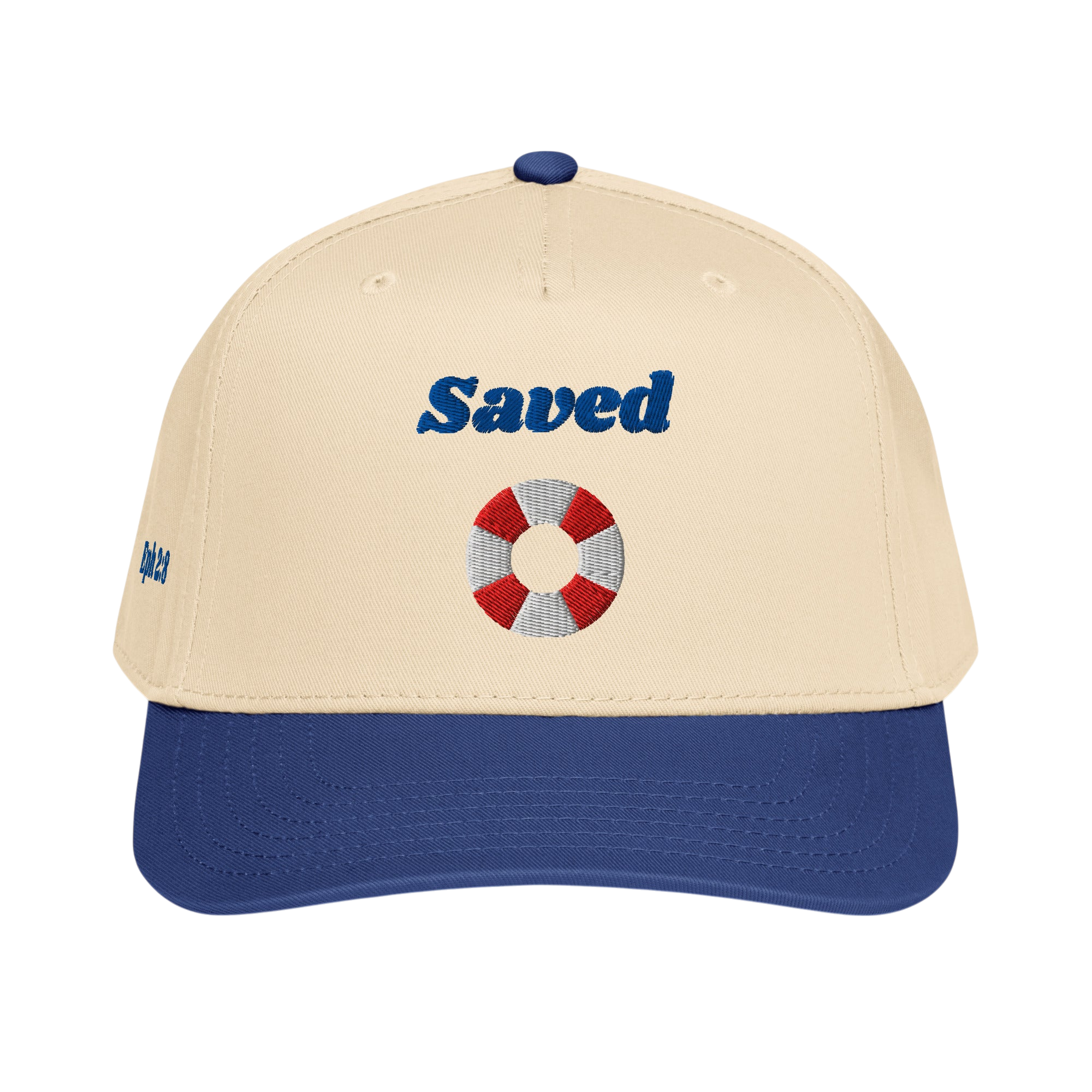 Saved 5 panel cap - Royal / Natural, front