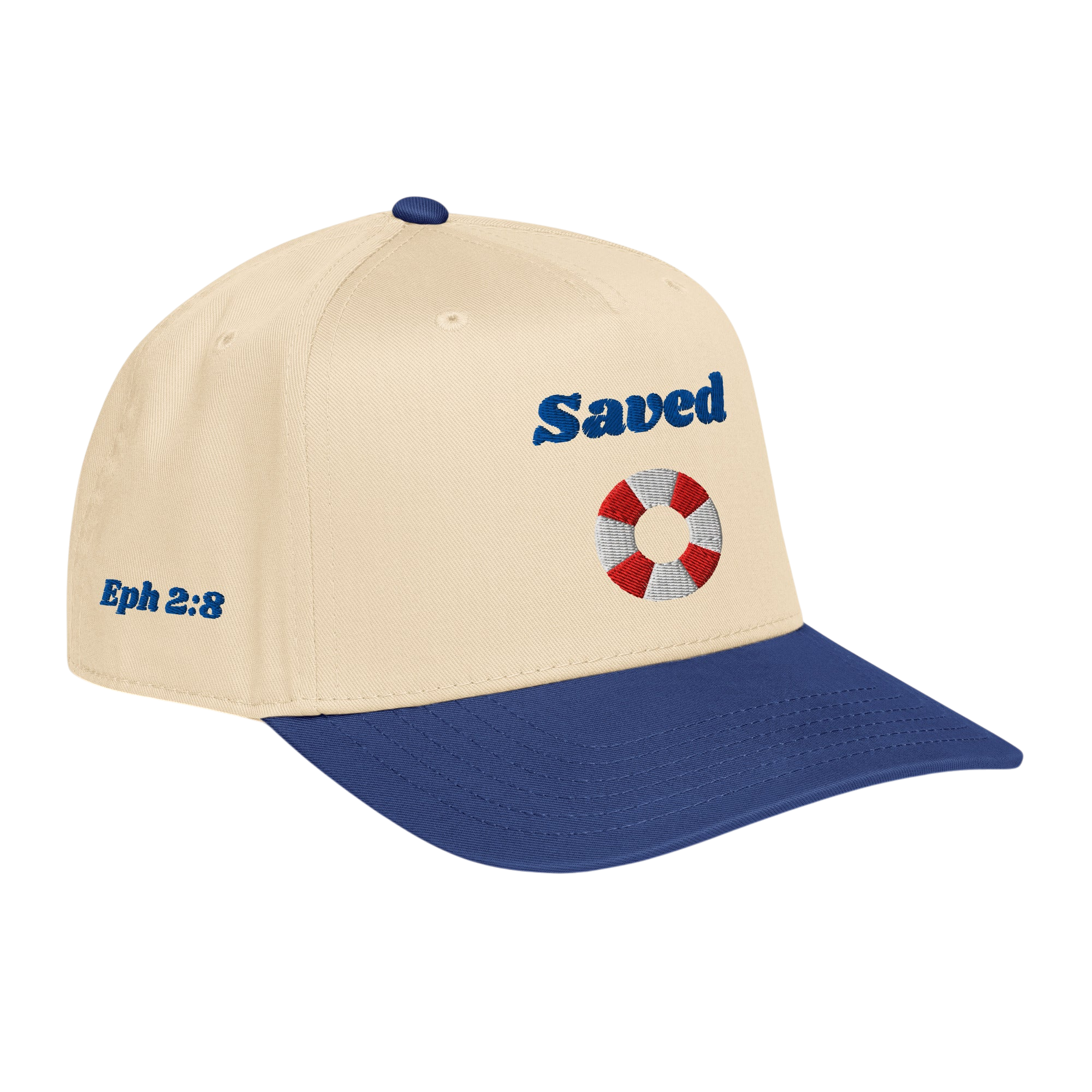 Saved 5 panel cap - Royal / Natural, right front