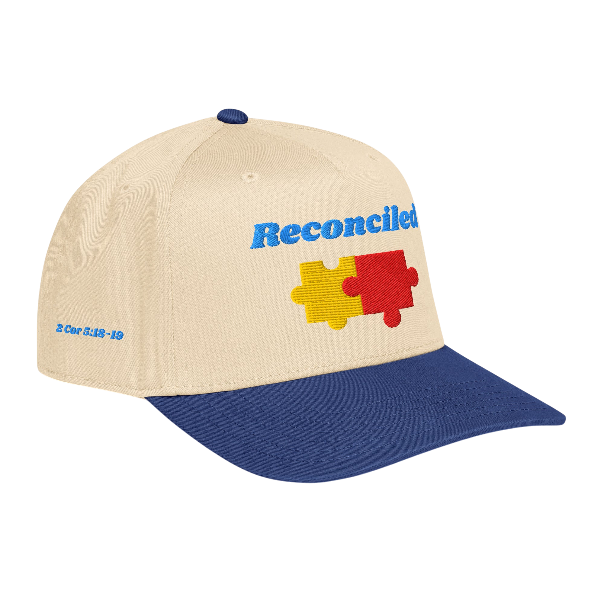 Reconciled 5 panel cap - Royal / Natural, right front