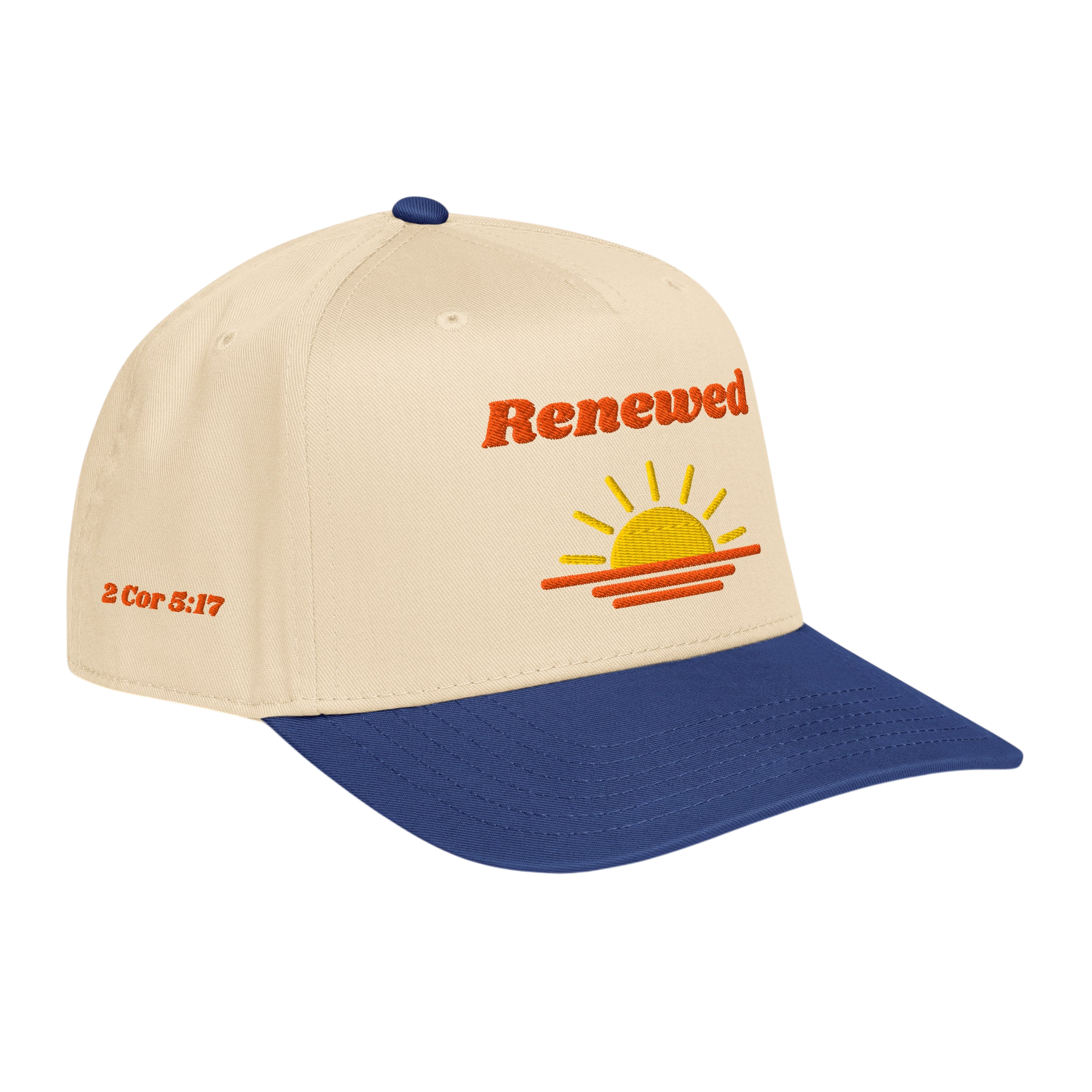 Renewed 5 panel cap - Royal / Natural, right front