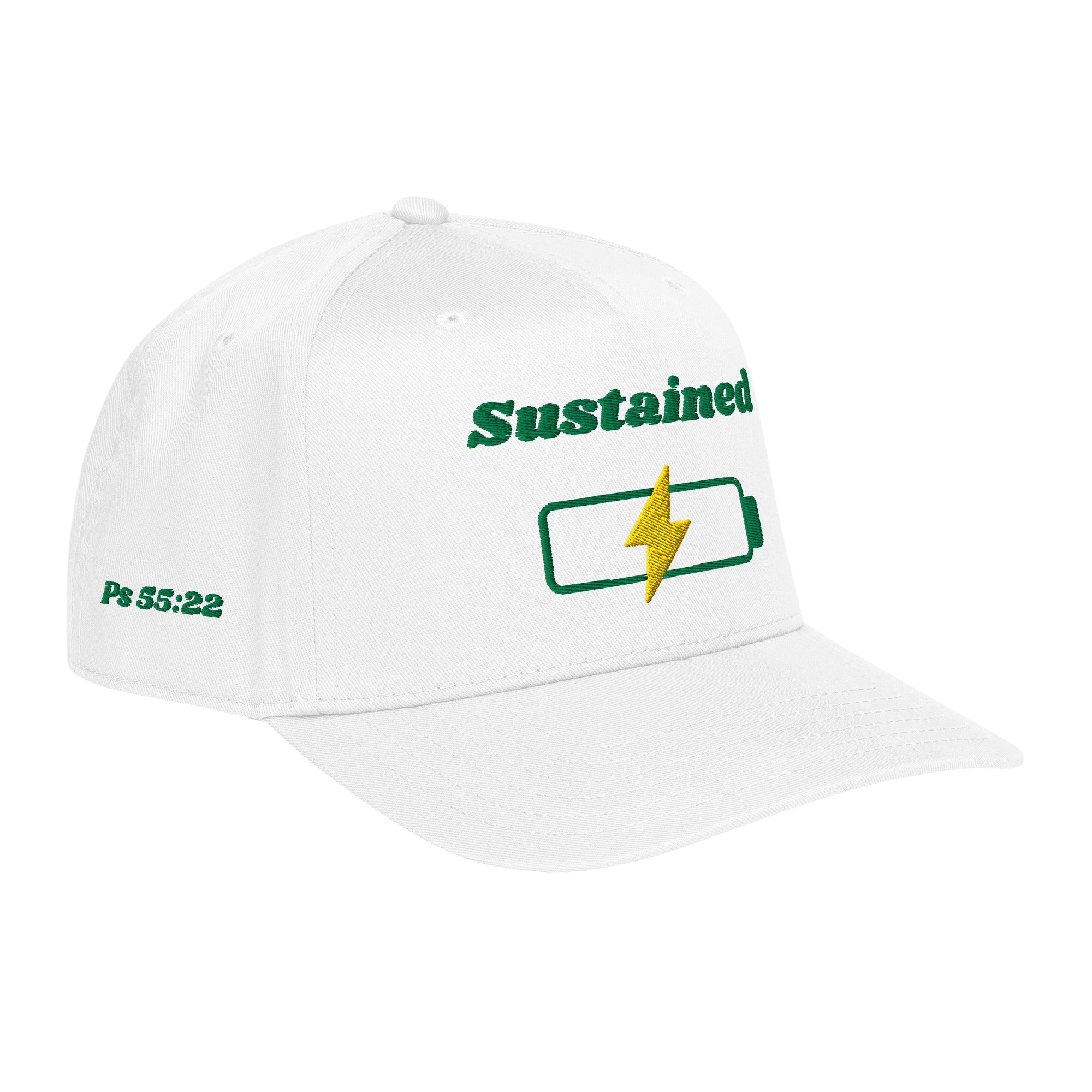 Sustained 5 panel cap - White, right front