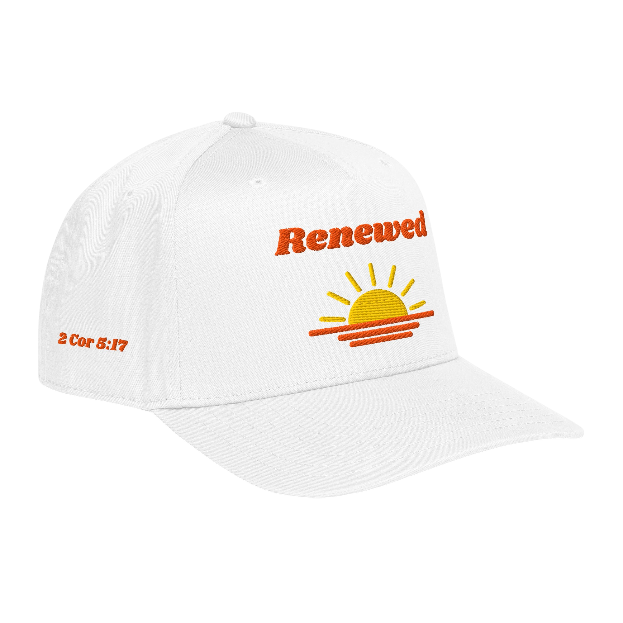 Renewed 5 panel cap - White, right front