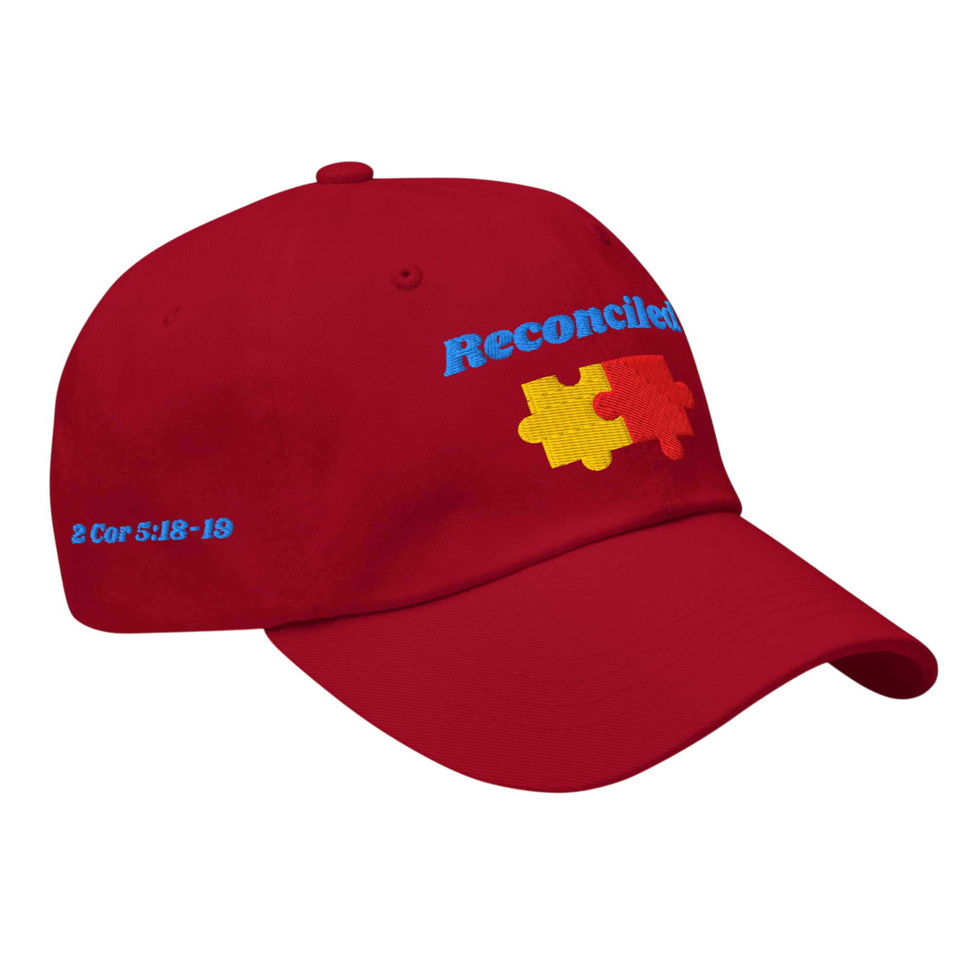 Reconciled Classic Dad hat - Cranberry, right front