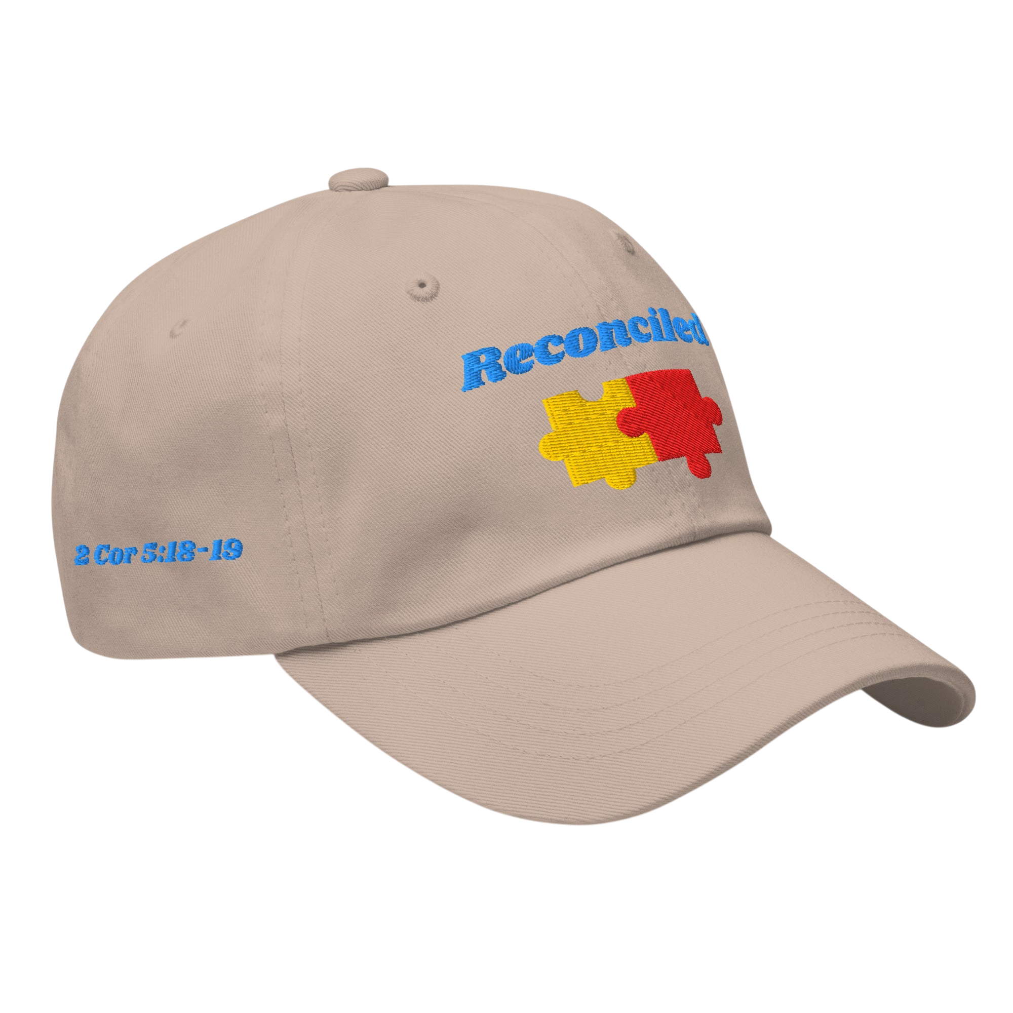 Reconciled Classic Dad hat - Stone, right front