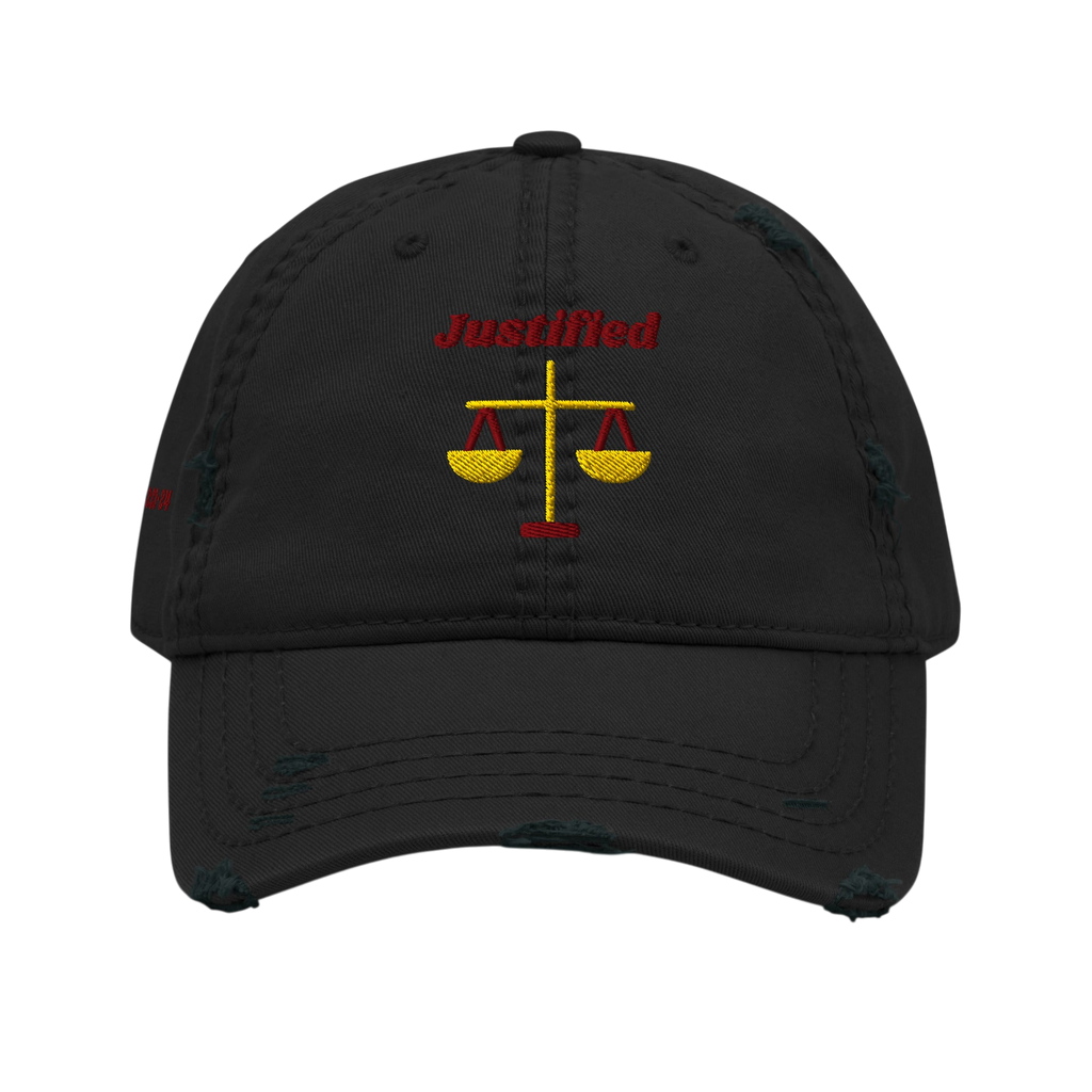 Justified Distressed Dad Hat - Black, front