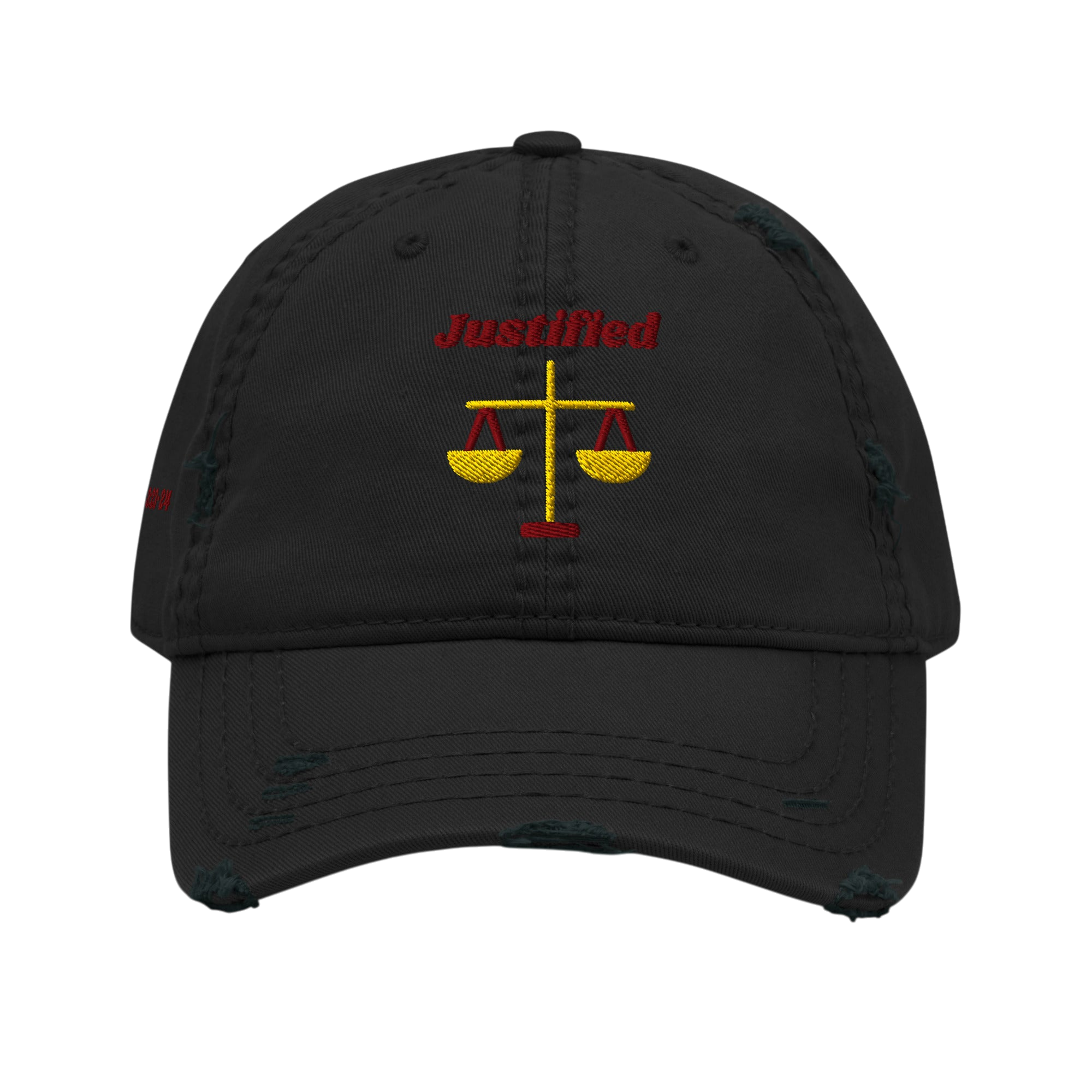 Justified Distressed Dad Hat - Black, front