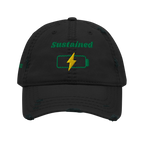Sustained Distressed Dad Hat - Black, front