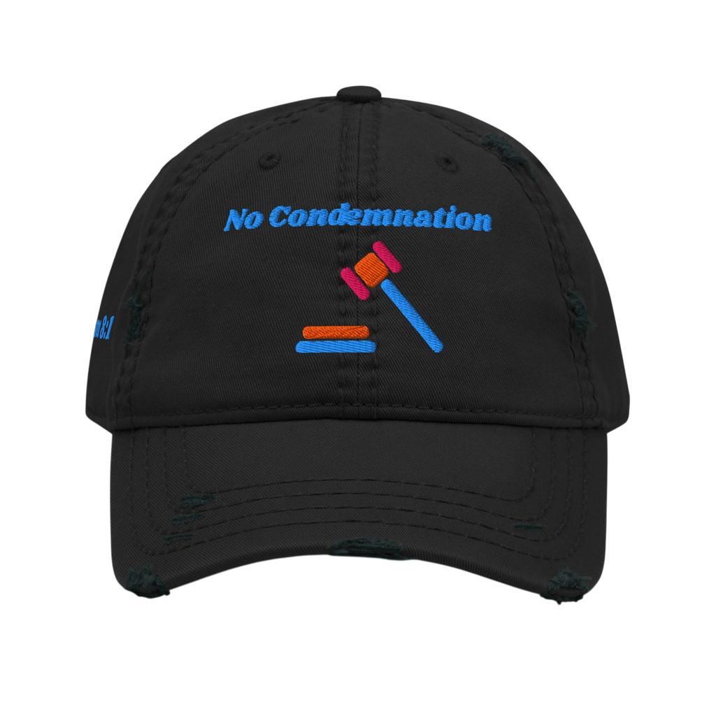 No Condemnation Distressed Dad Hat - Black, front