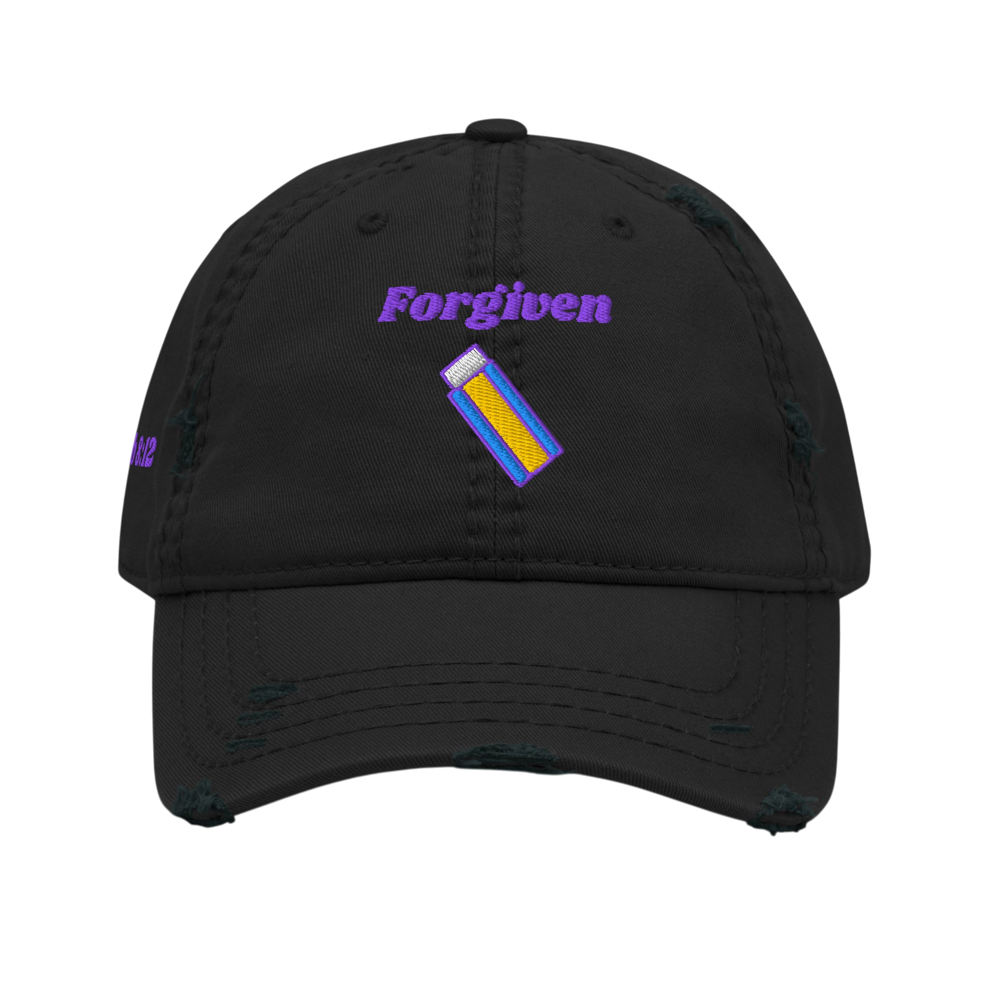 Forgiven Distressed Dad Hat - Black, front