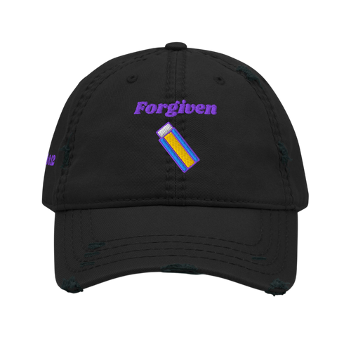 Forgiven Distressed Dad Hat - Black, front