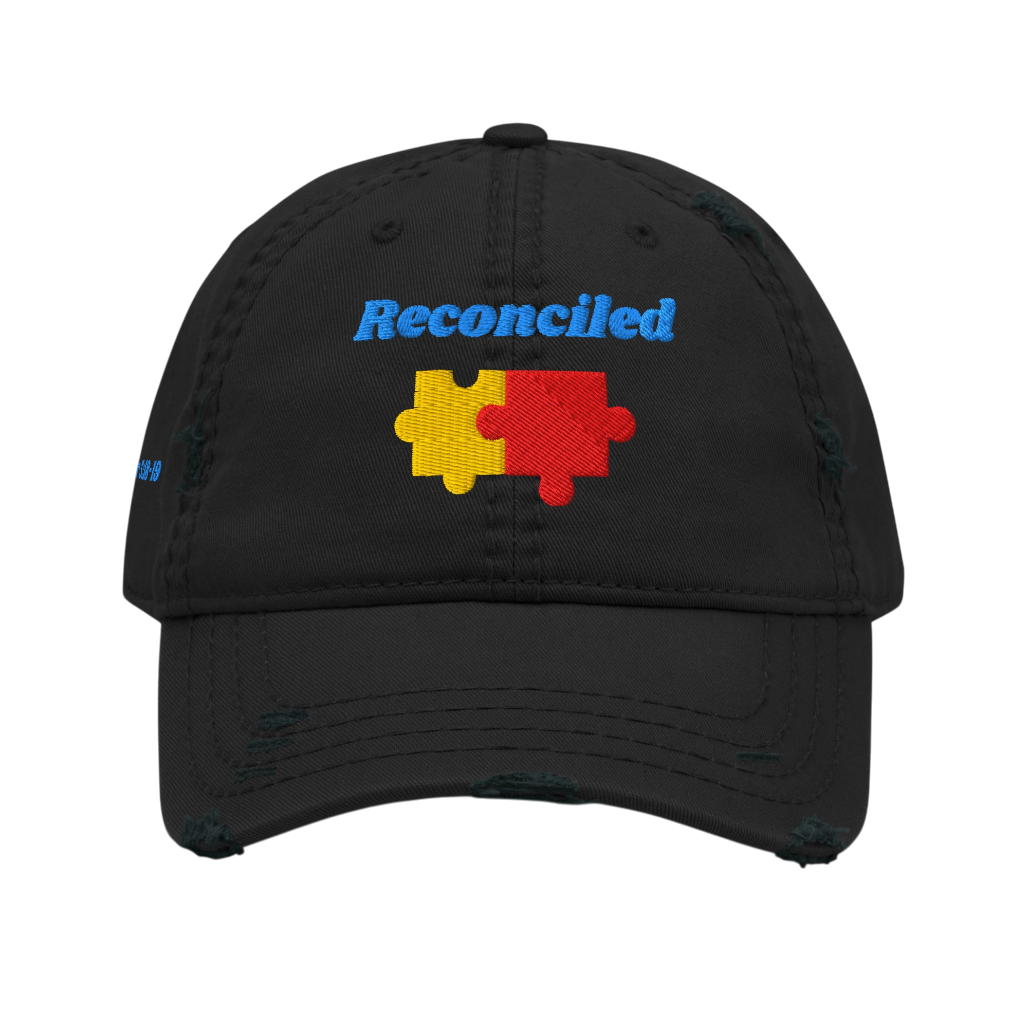 Reconciled Distressed Dad Hat - Black, front