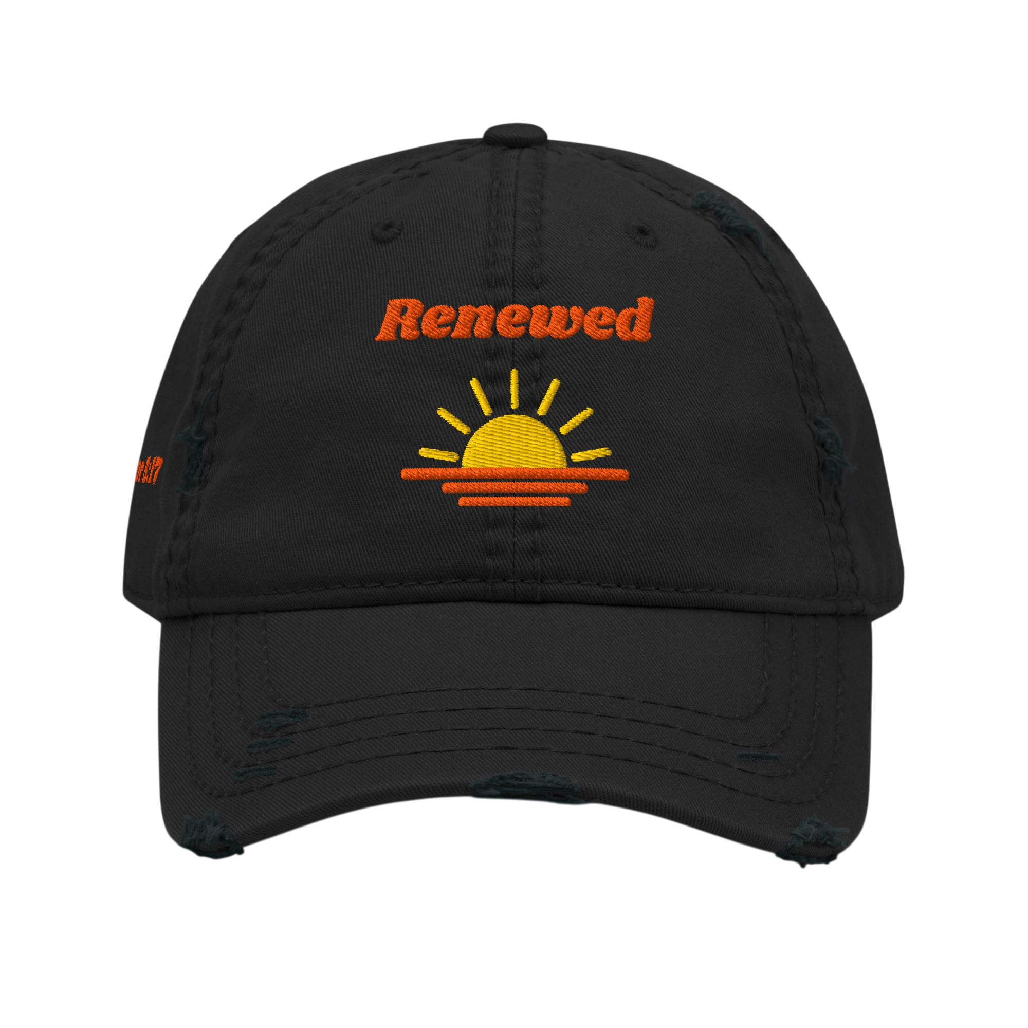 Renewed Distressed Dad Hat - Black, front