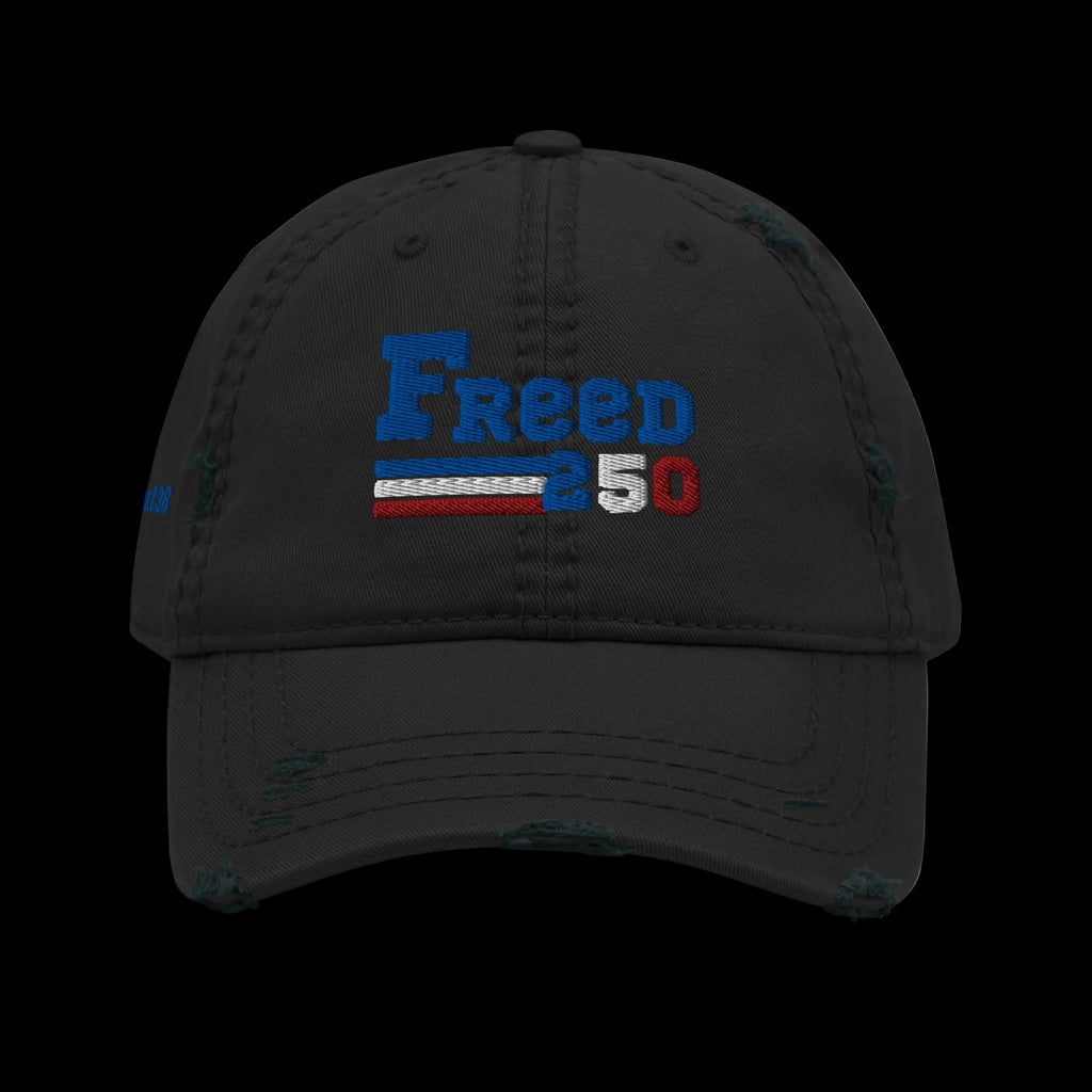Freed Distressed Dad Hat - Black, front