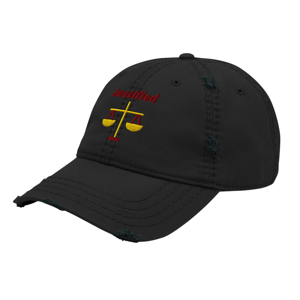 Justified Distressed Dad Hat - Black, left front