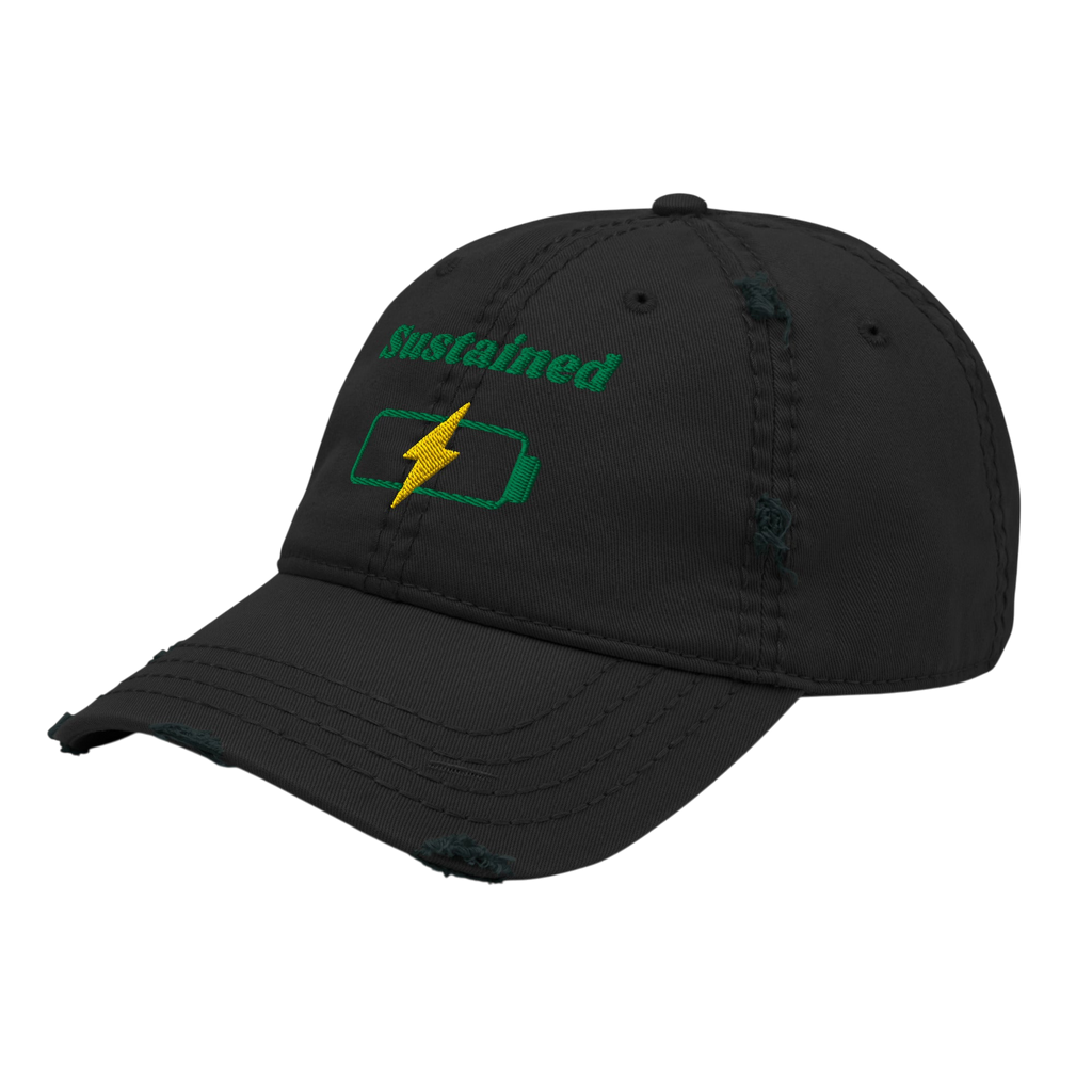 Sustained Distressed Dad Hat - Black, left front
