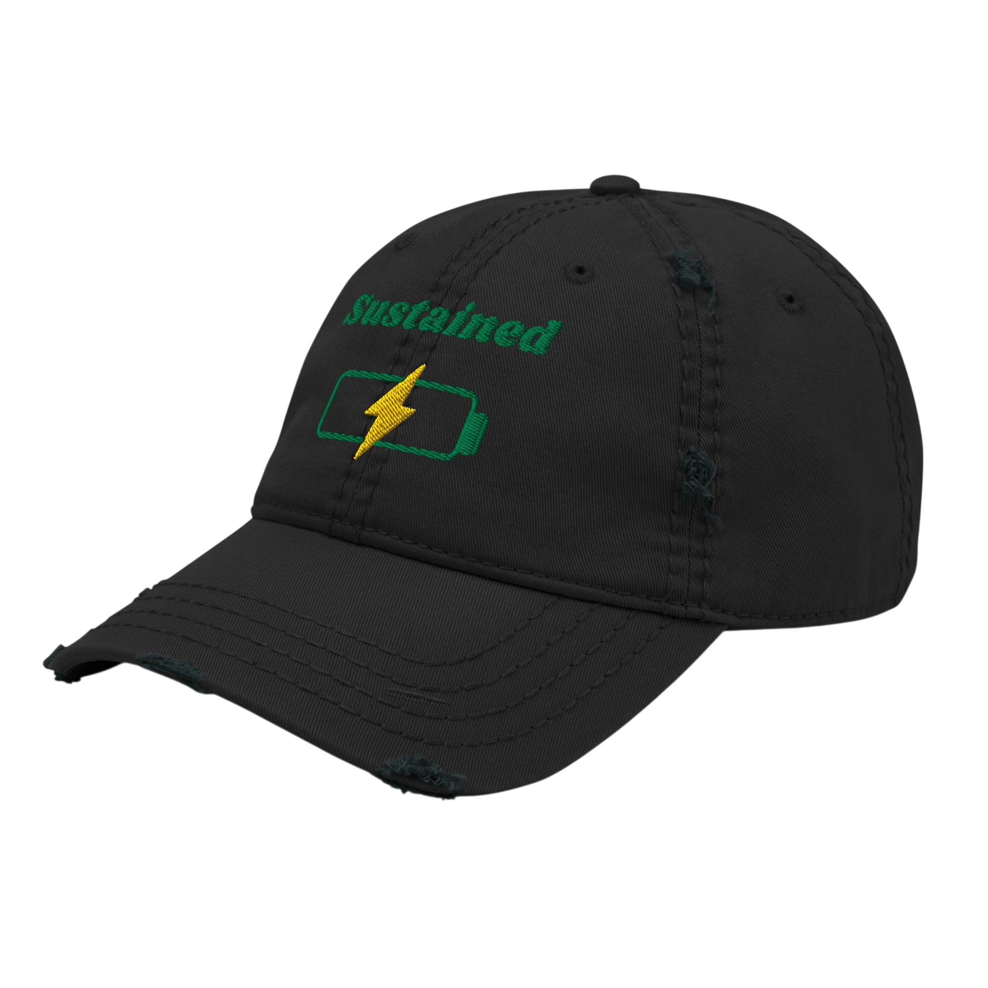 Sustained Distressed Dad Hat - Black, left front