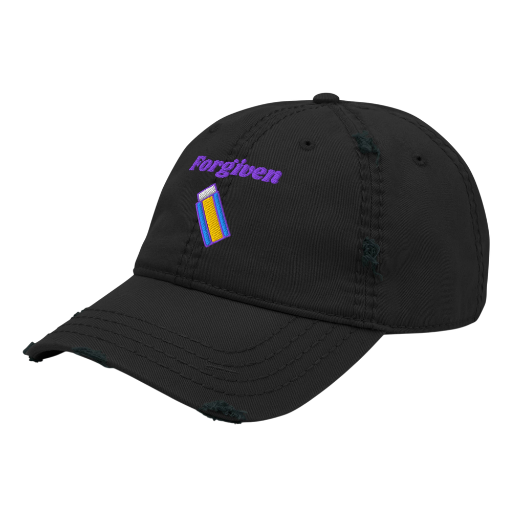 Forgiven Distressed Dad Hat - Black, left front