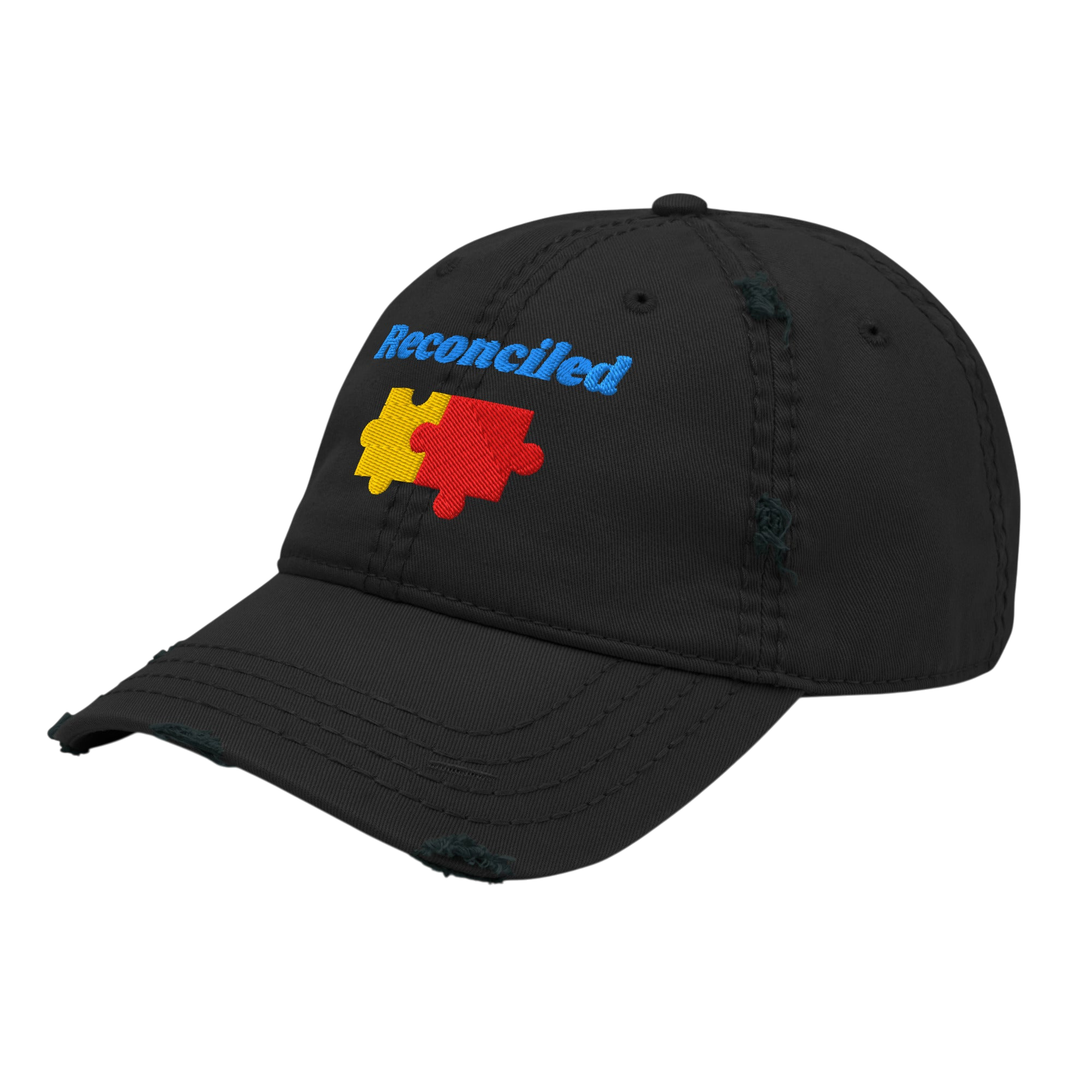 Reconciled Distressed Dad Hat - Black, left front