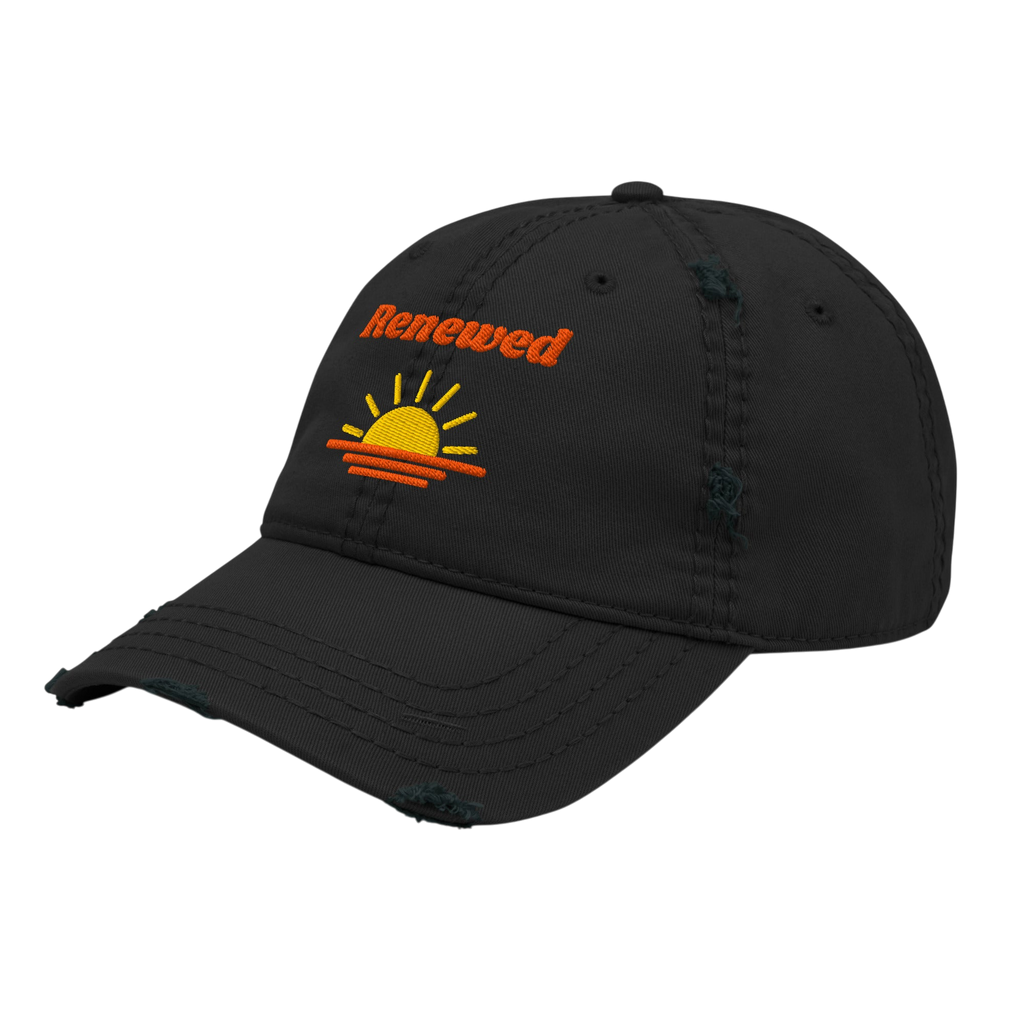 Renewed Distressed Dad Hat - Black, left front