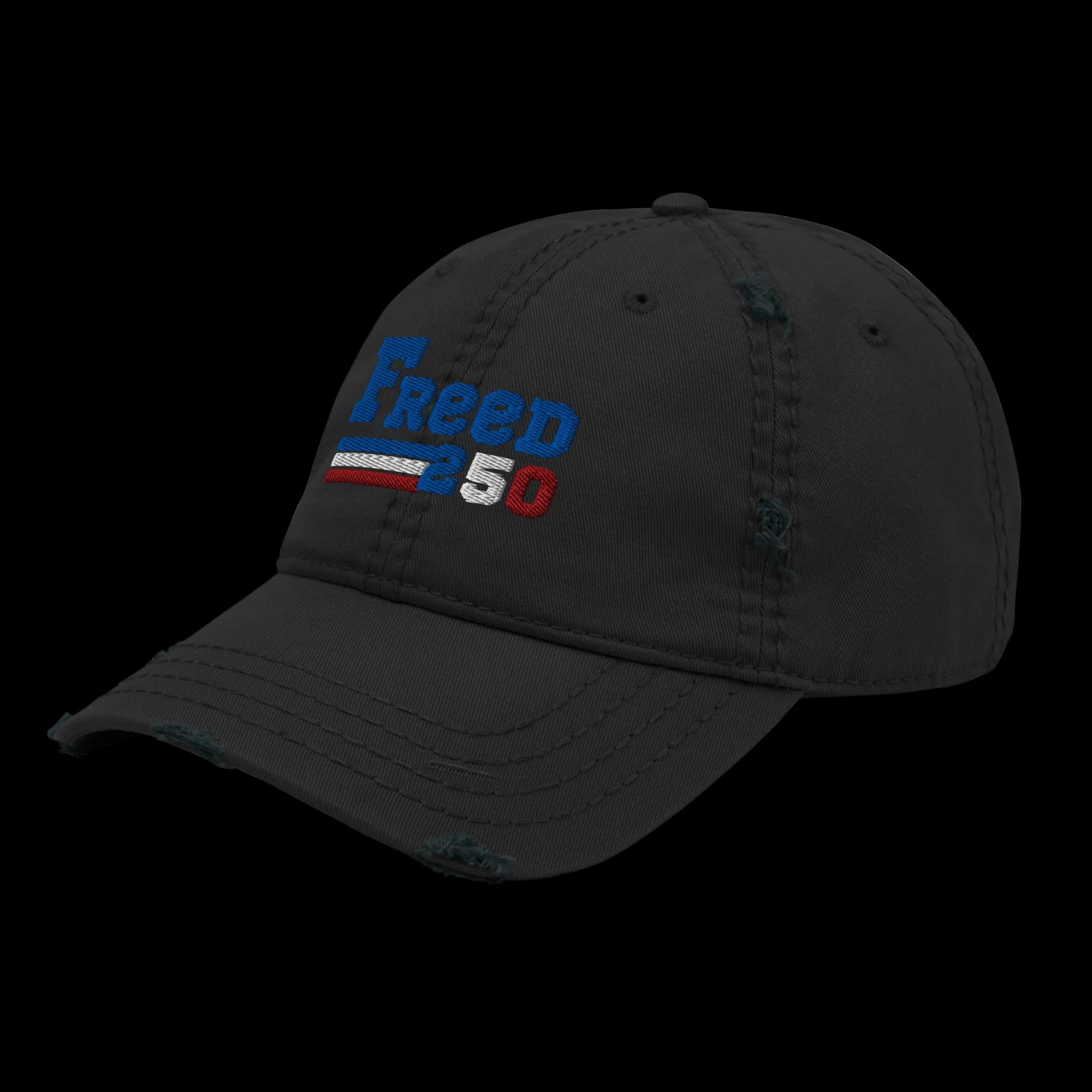 Freed Distressed Dad Hat - Black, left front