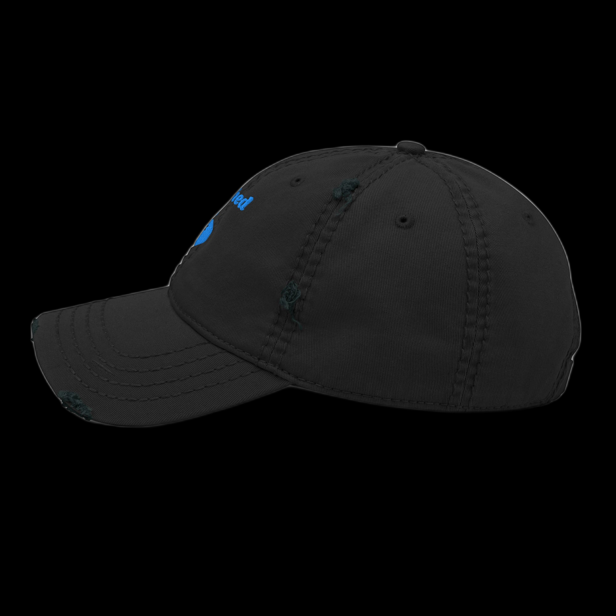 Washed Distressed Dad Hat - Black, left side