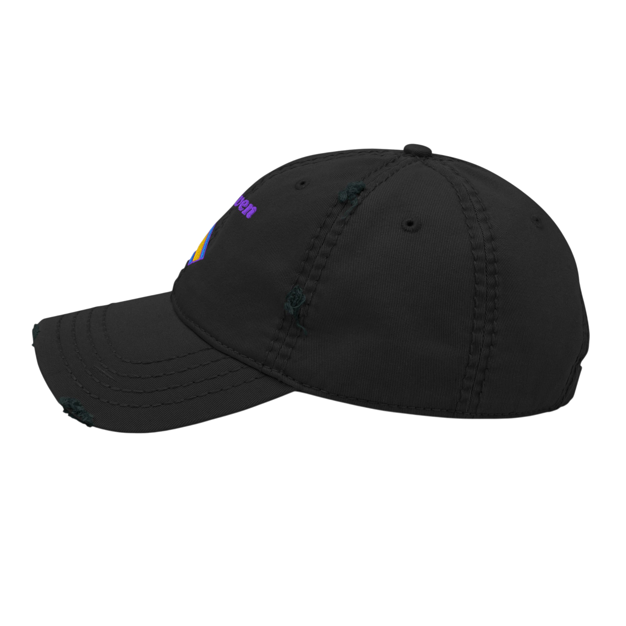 Forgiven Distressed Dad Hat - Black, left side