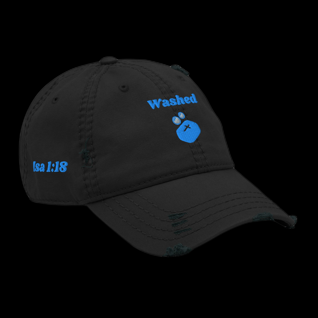 Washed Distressed Dad Hat - Black, right front