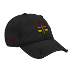 Justified Distressed Dad Hat - Black, right front