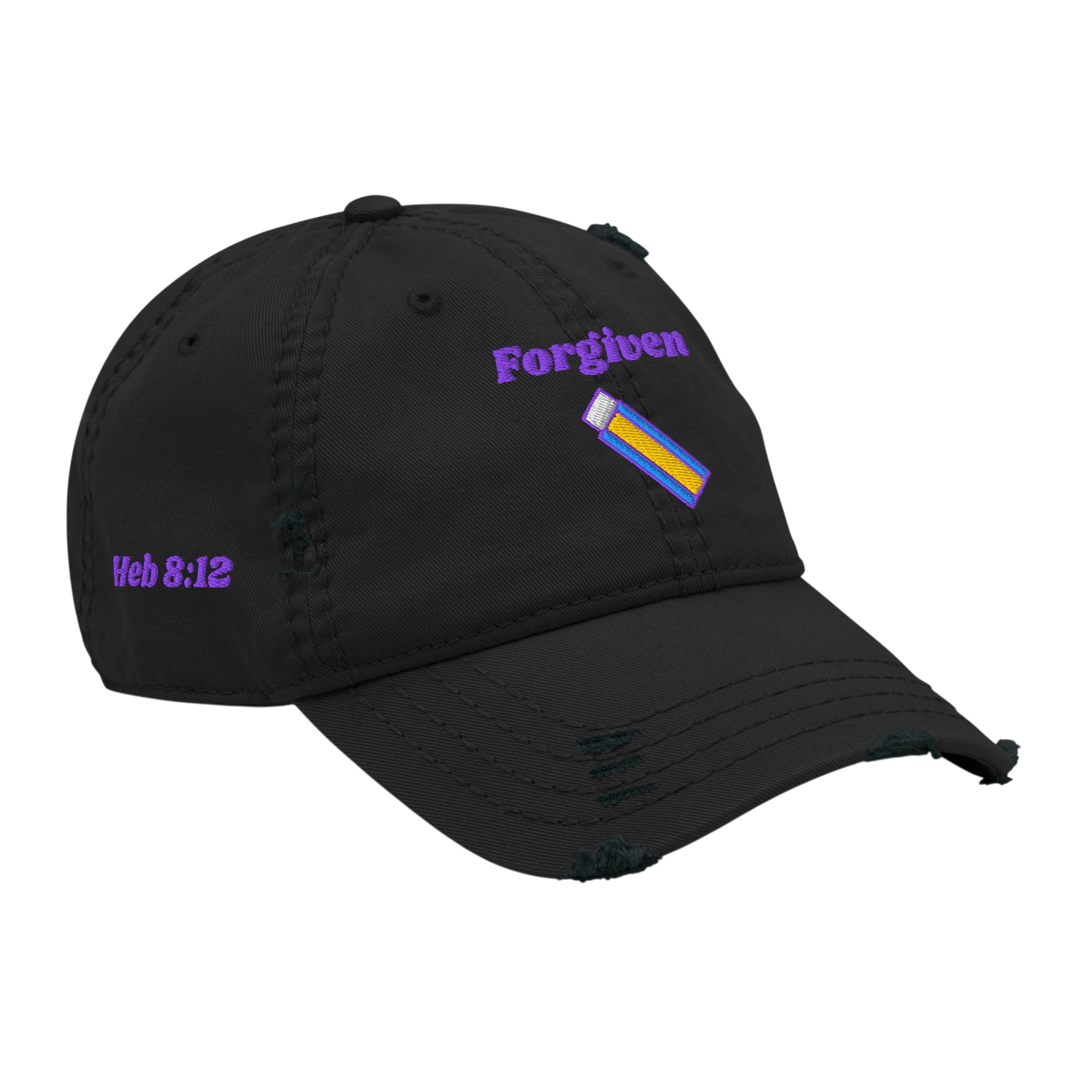 Forgiven Distressed Dad Hat - Black, right front