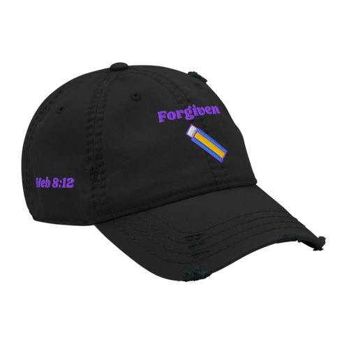 Forgiven Distressed Dad Hat - Black, right front