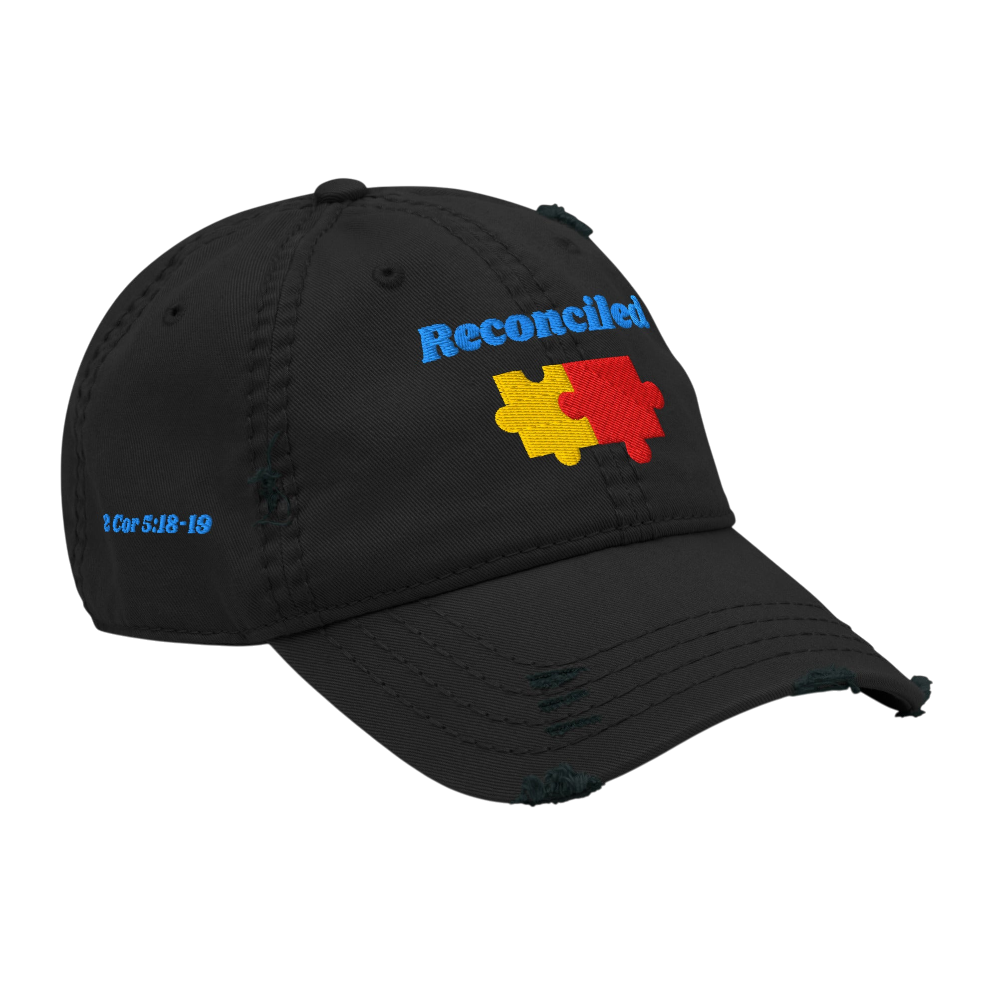 Reconciled Distressed Dad Hat - Black, right front