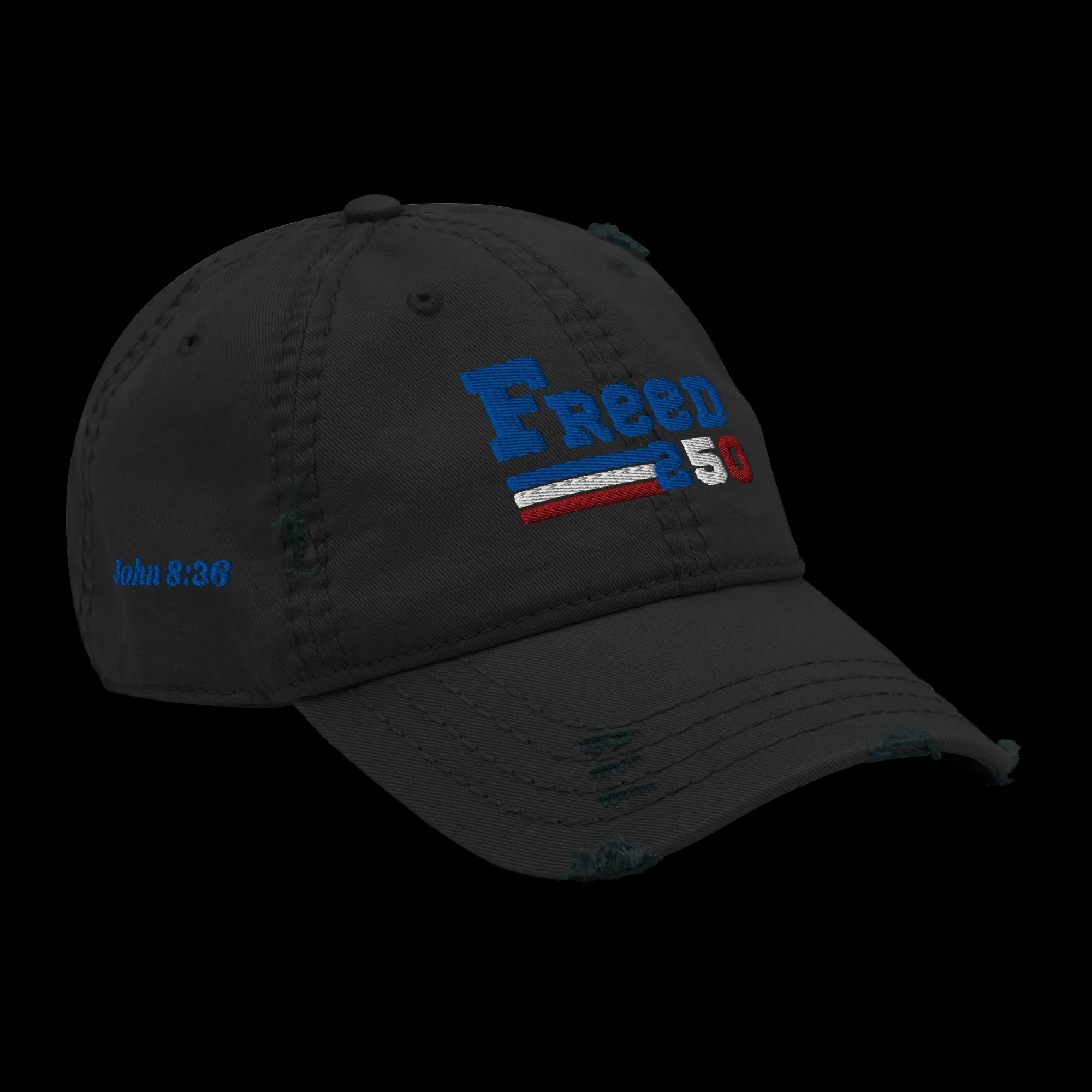 Freed Distressed Dad Hat - Black, right front