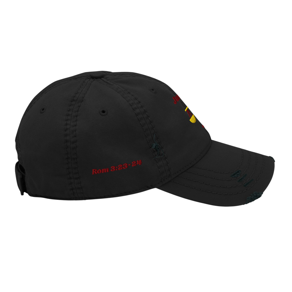 Justified Distressed Dad Hat - Black, right side