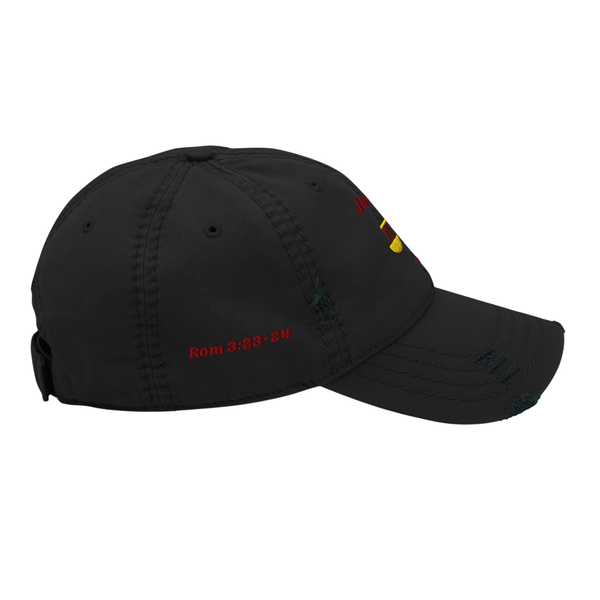 Justified Distressed Dad Hat - Black, right side