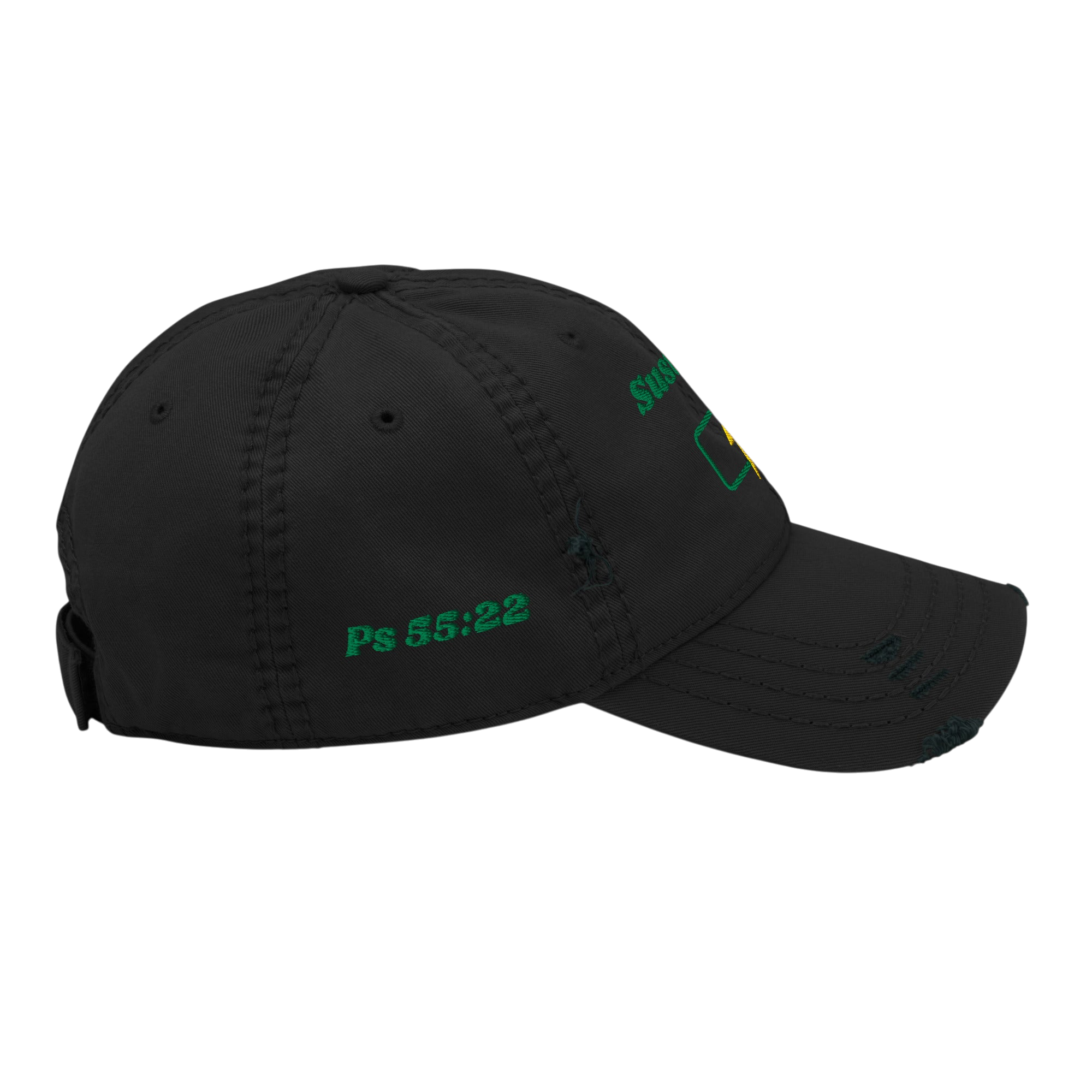 Sustained Distressed Dad Hat - Black, right side