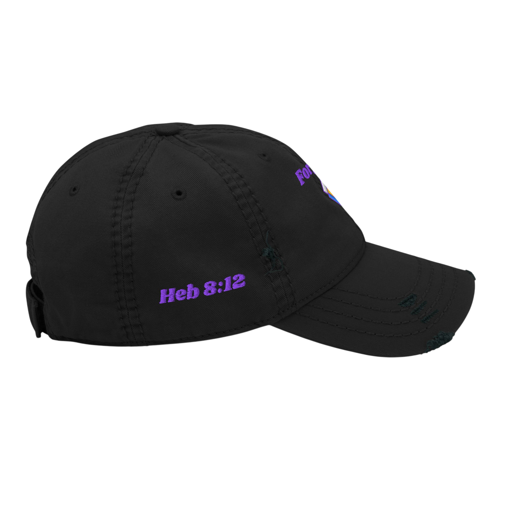 Forgiven Distressed Dad Hat - Black, right side