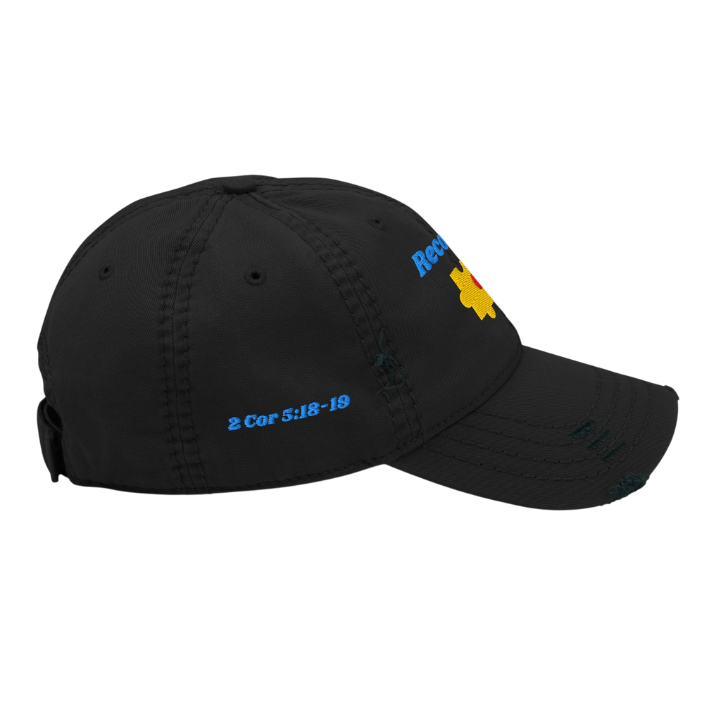 Reconciled Distressed Dad Hat - Black, right side