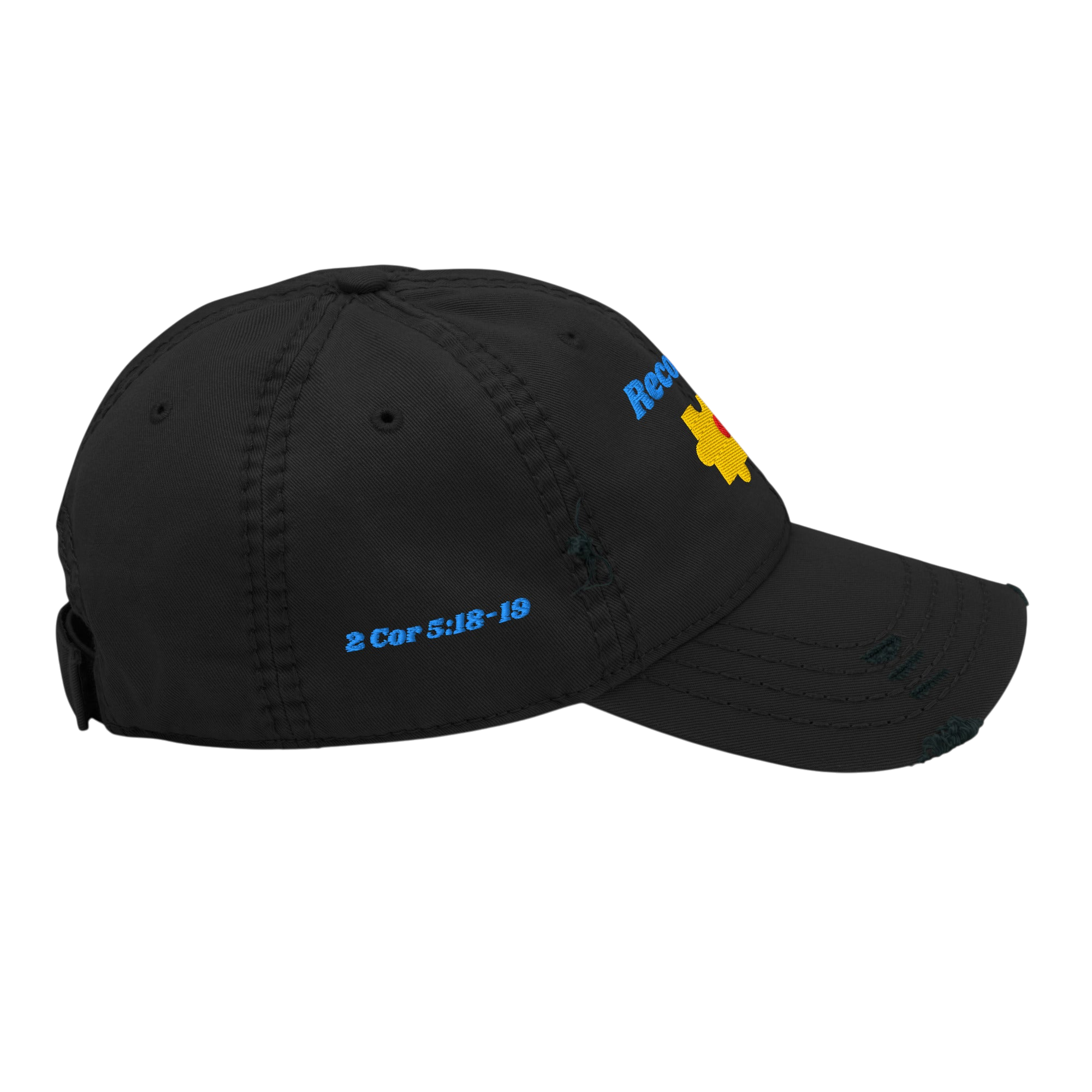 Reconciled Distressed Dad Hat - Black, right side